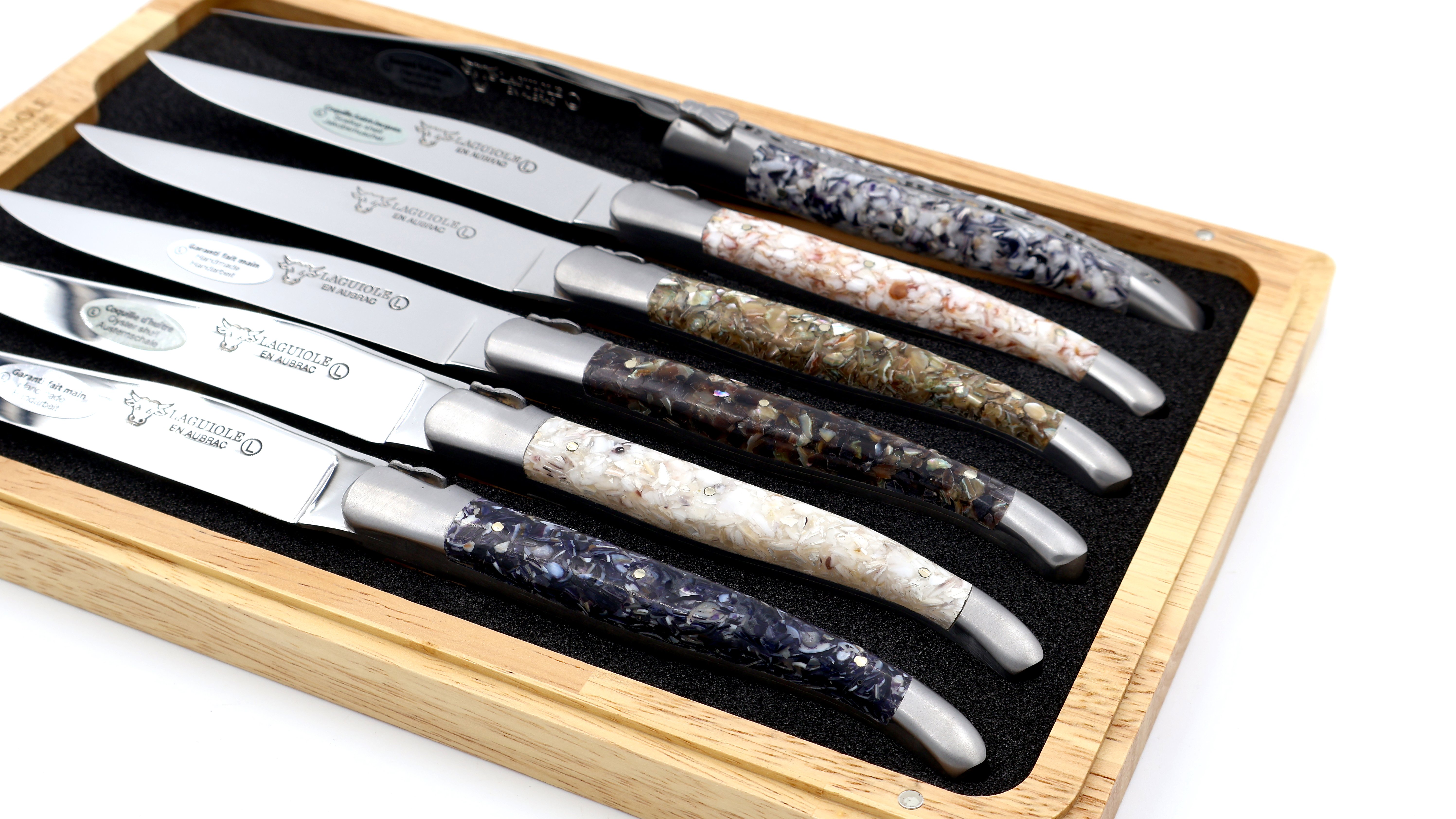 Laguiole en Aubrac Muschel Mix Laguiole Steakmesser Set 6-teilig