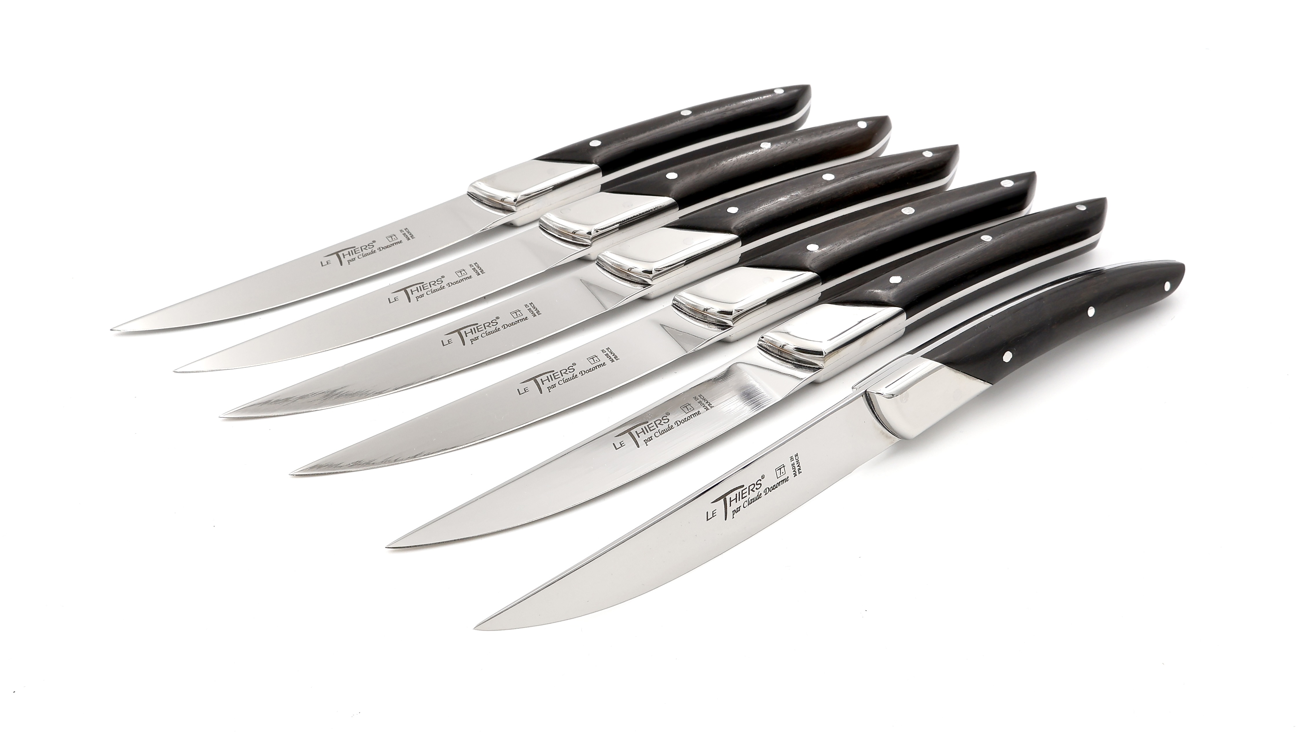 Claude DOZORME Thiers Steakmesser Set ART DECO Ebenholz 6-teilig