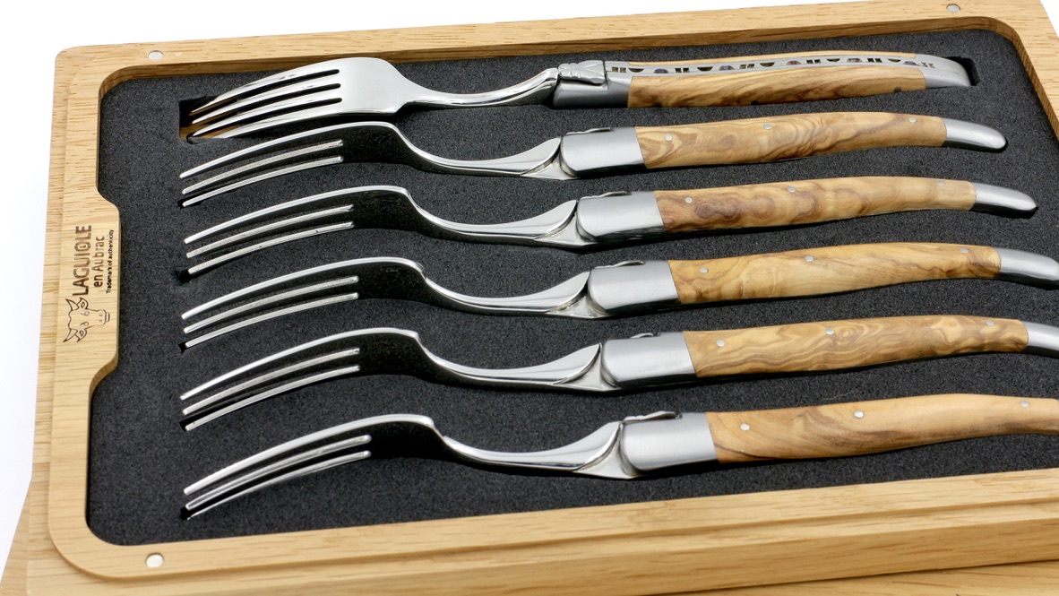 Laguiole en Aubrac Olive Laguiole Steakgabel Set