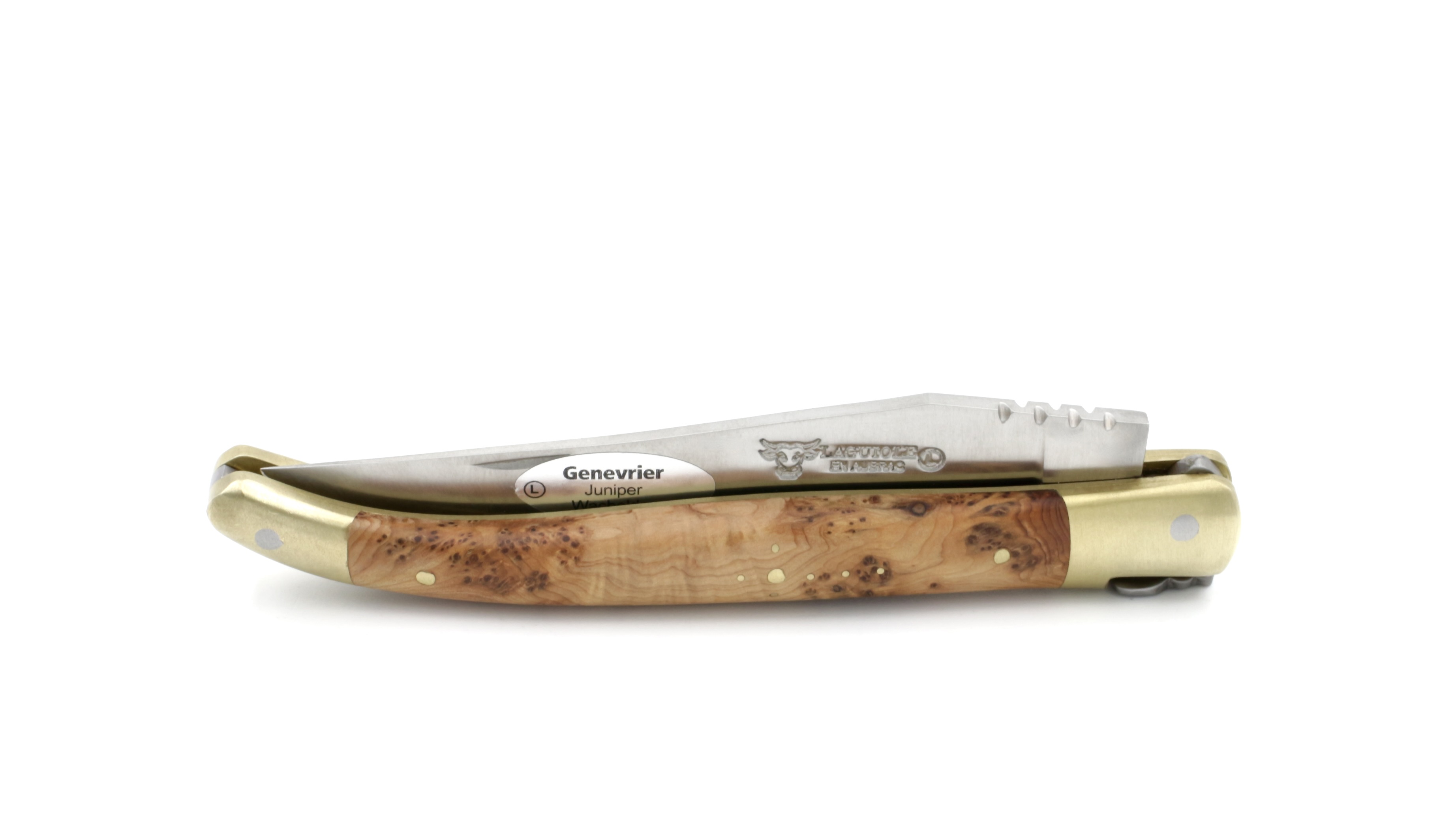 Laguiole en Aubrac Wacholder Messingbacken matt 12 cm
