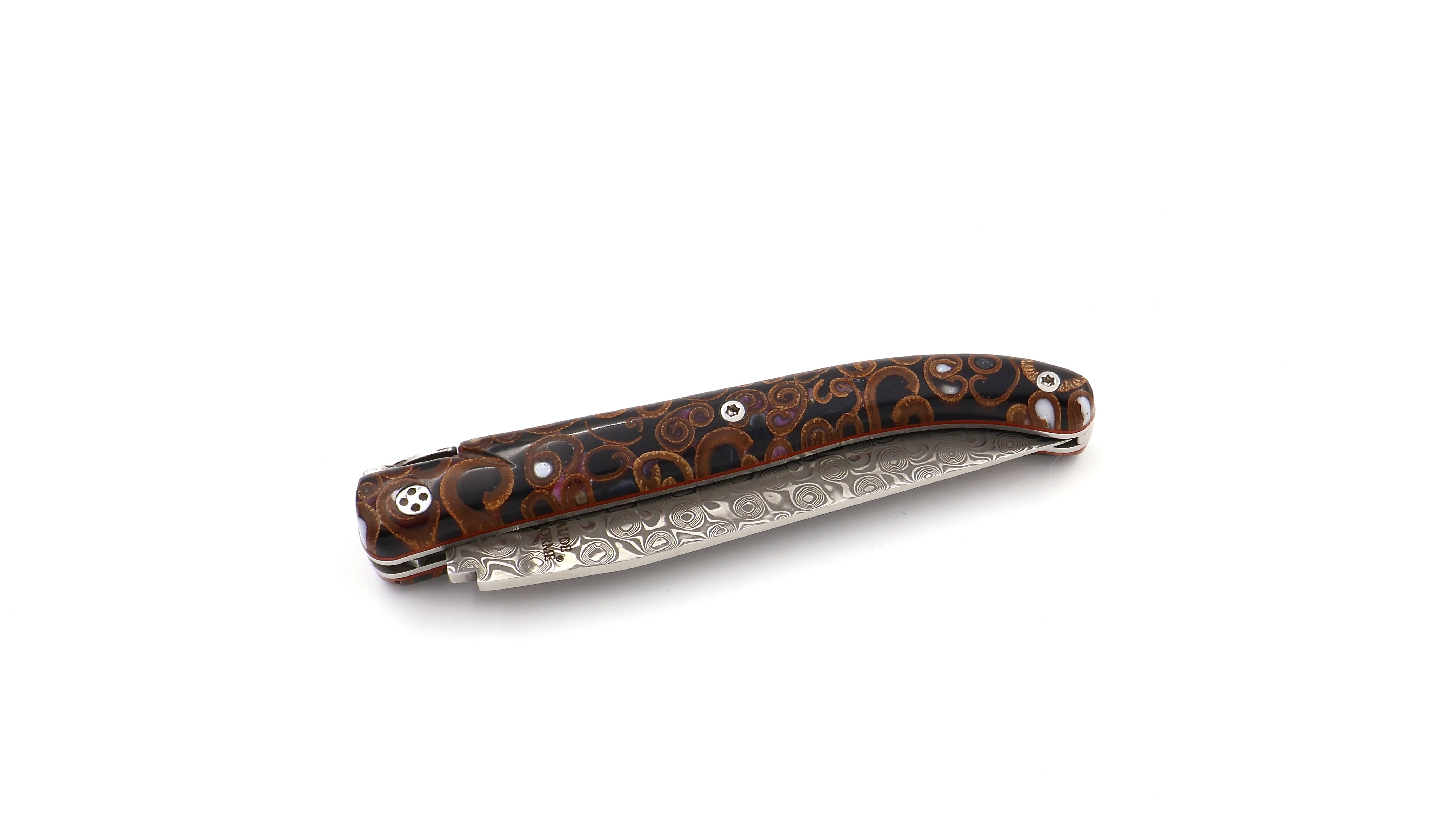 Claude DOZORME Laguiole Canella brown 12 cm damascus Claude DOZORME Laguiole Canella brown 12 cm damascus
