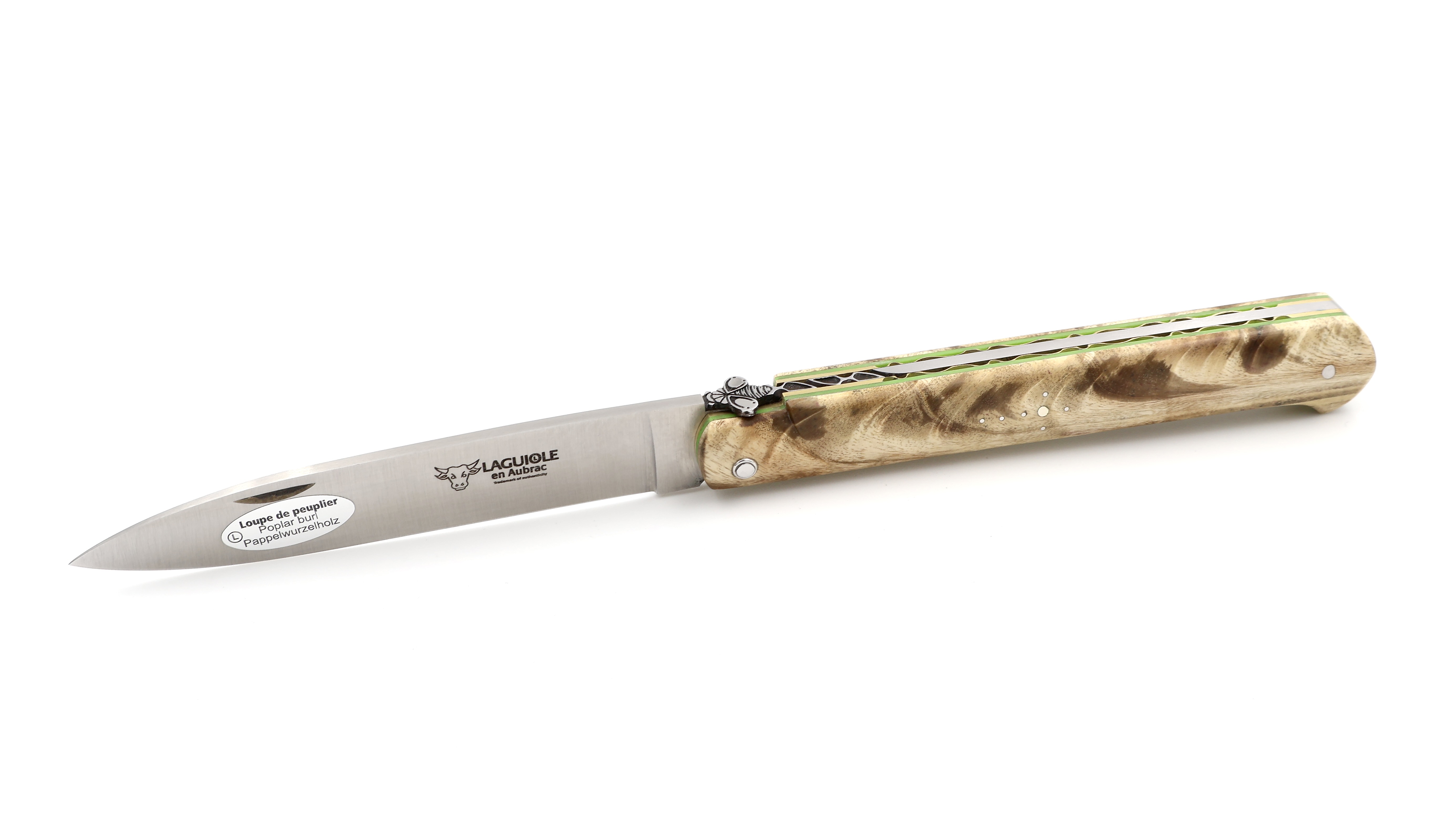 Laguiole en Aubrac DROIT unique piece flamed poplar wood