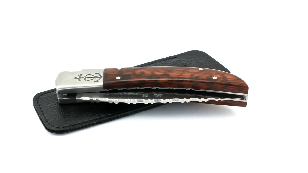 Le Camarguais knife snakewood with chiseled plates and blade 12 cm