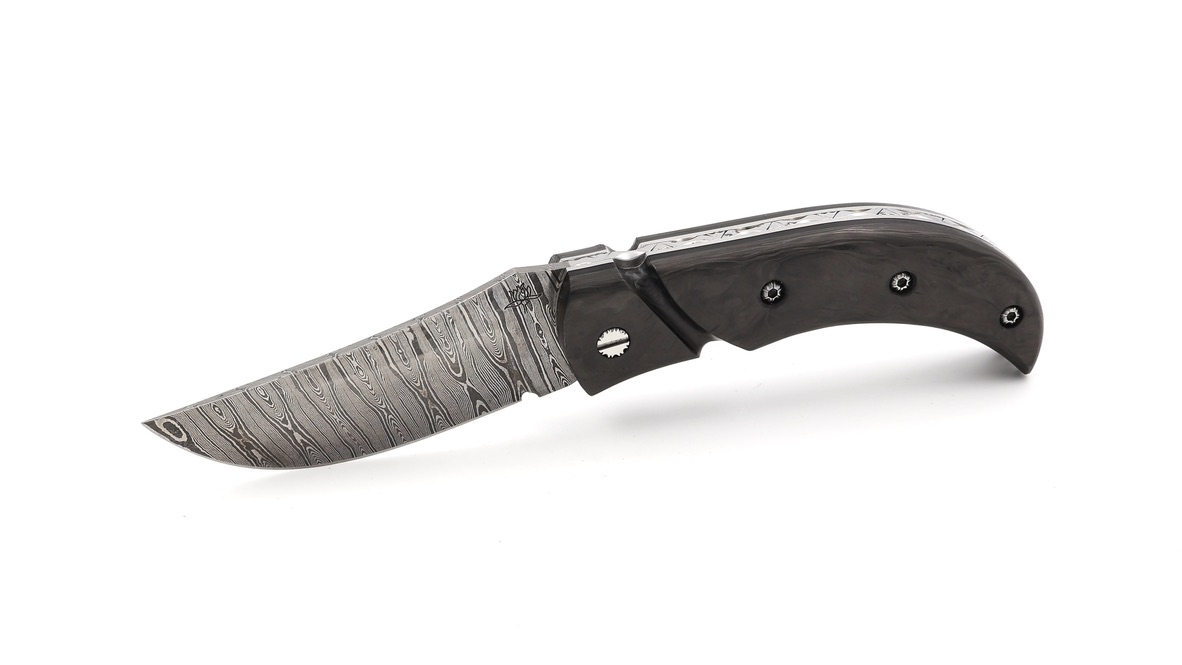 Coutellerie du Lotus CUSTOM Carbonfiber twisted Damast 