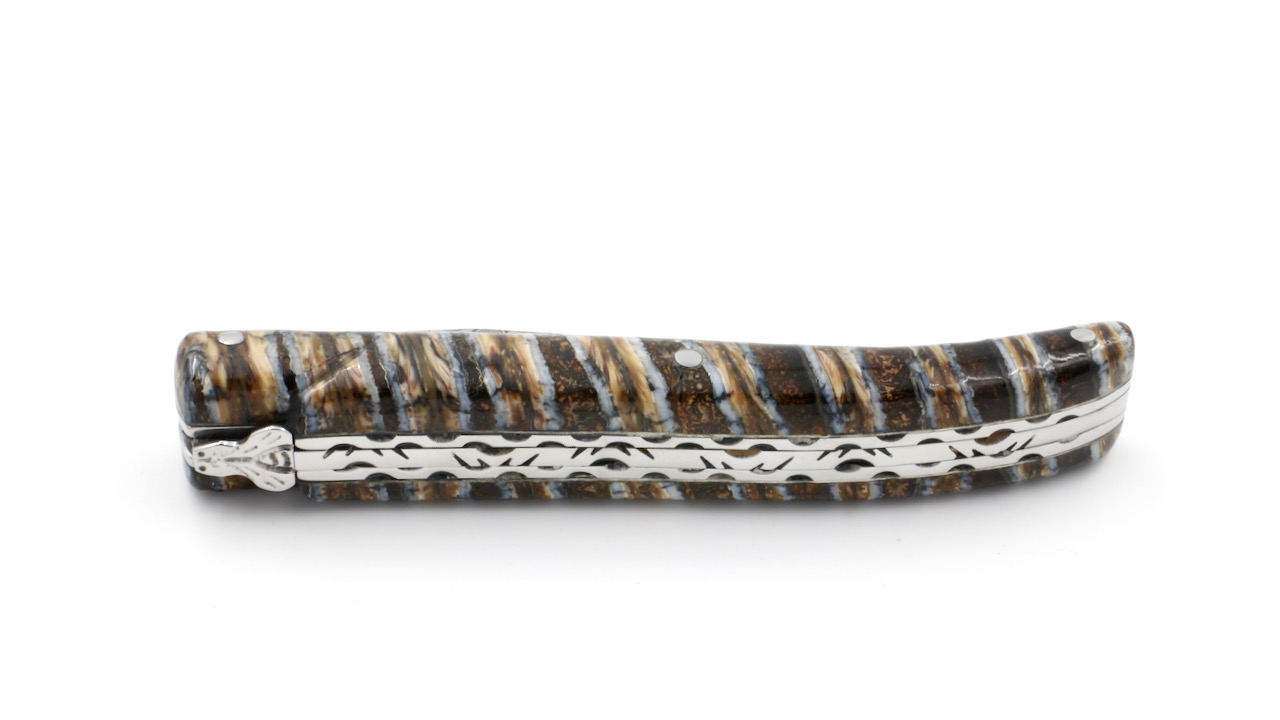 IMG_4006 Claude DOZORME Laguiole LUX mammoth tooth brown 12 cm damascus