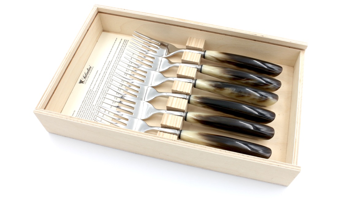 Saladini Steak fork set of 6 horn tip