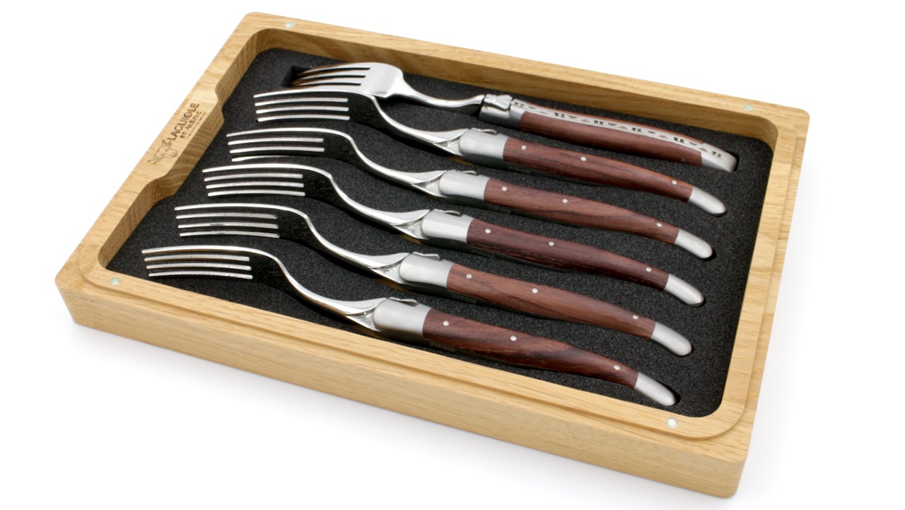 Laguiole en Aubrac Palisander Laguiole Steakgabel Set