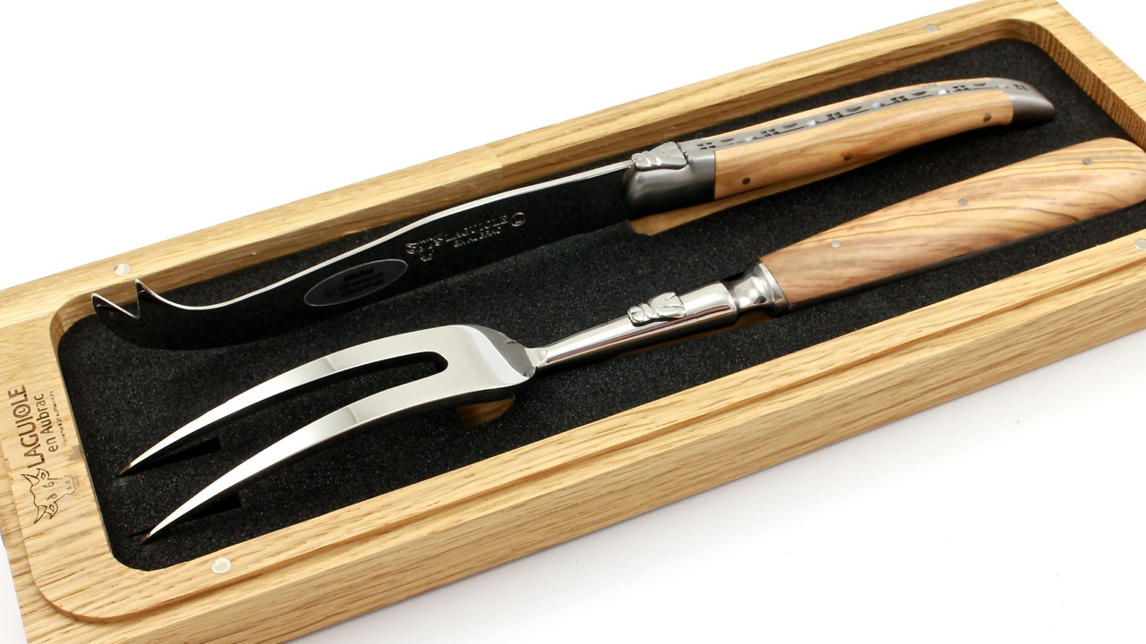 SMF99OLI-2 Laguiole en Aubrac Laguiole Käsebesteck 2-teilig Olive