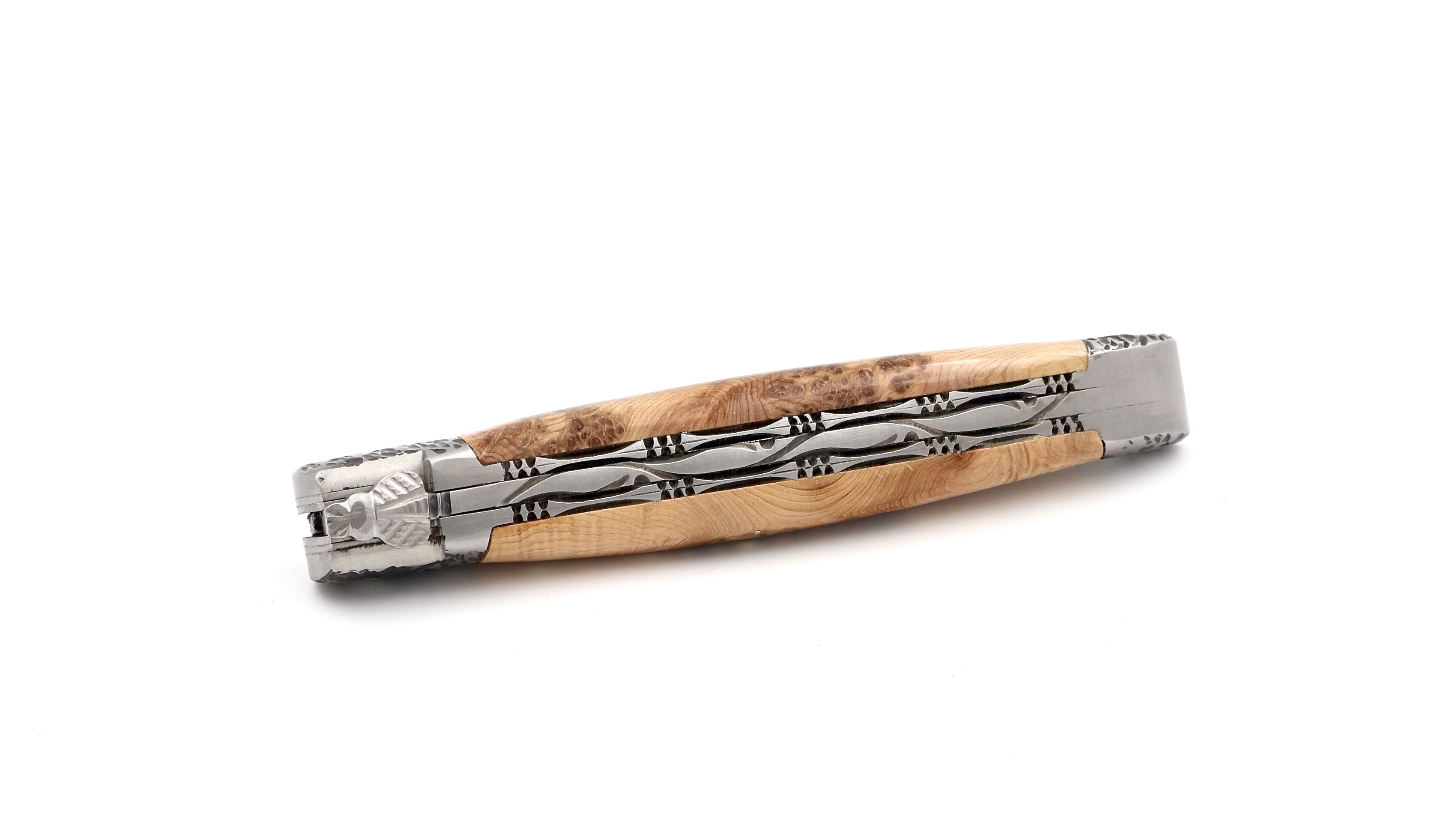 Laguiole en Aubrac Brut de Forge Wacholder handgehämmerte Backen Doppelplatine 12 cm