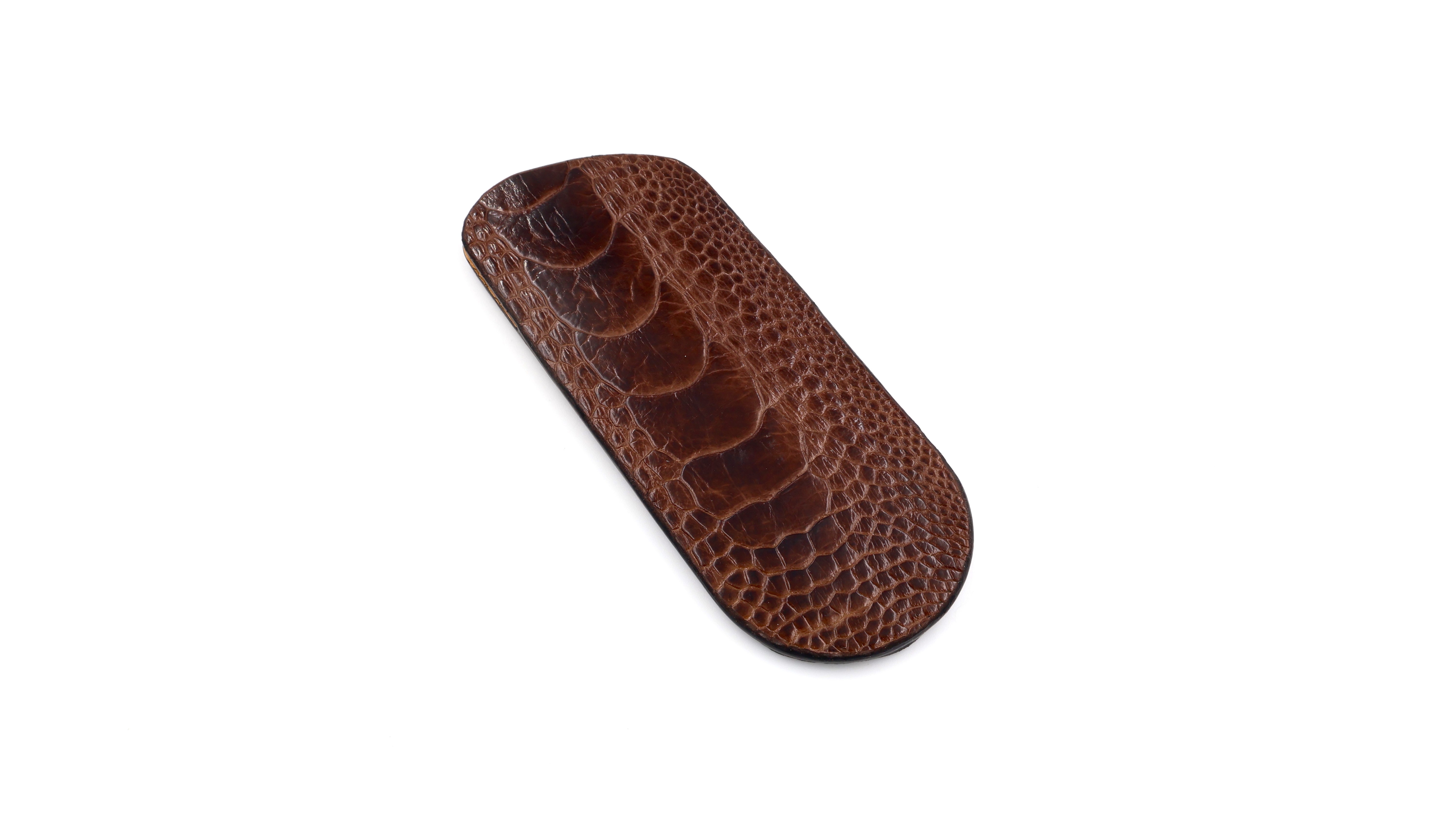 Atelier N°7 Stecketui Straussenbein Leder dunkelbraun 14 cm   