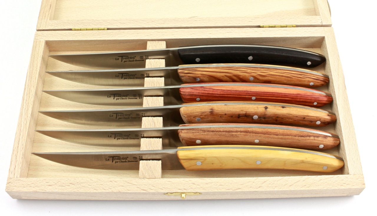 Claude DOZORME Thiers steakknives diffrent woods set of 6