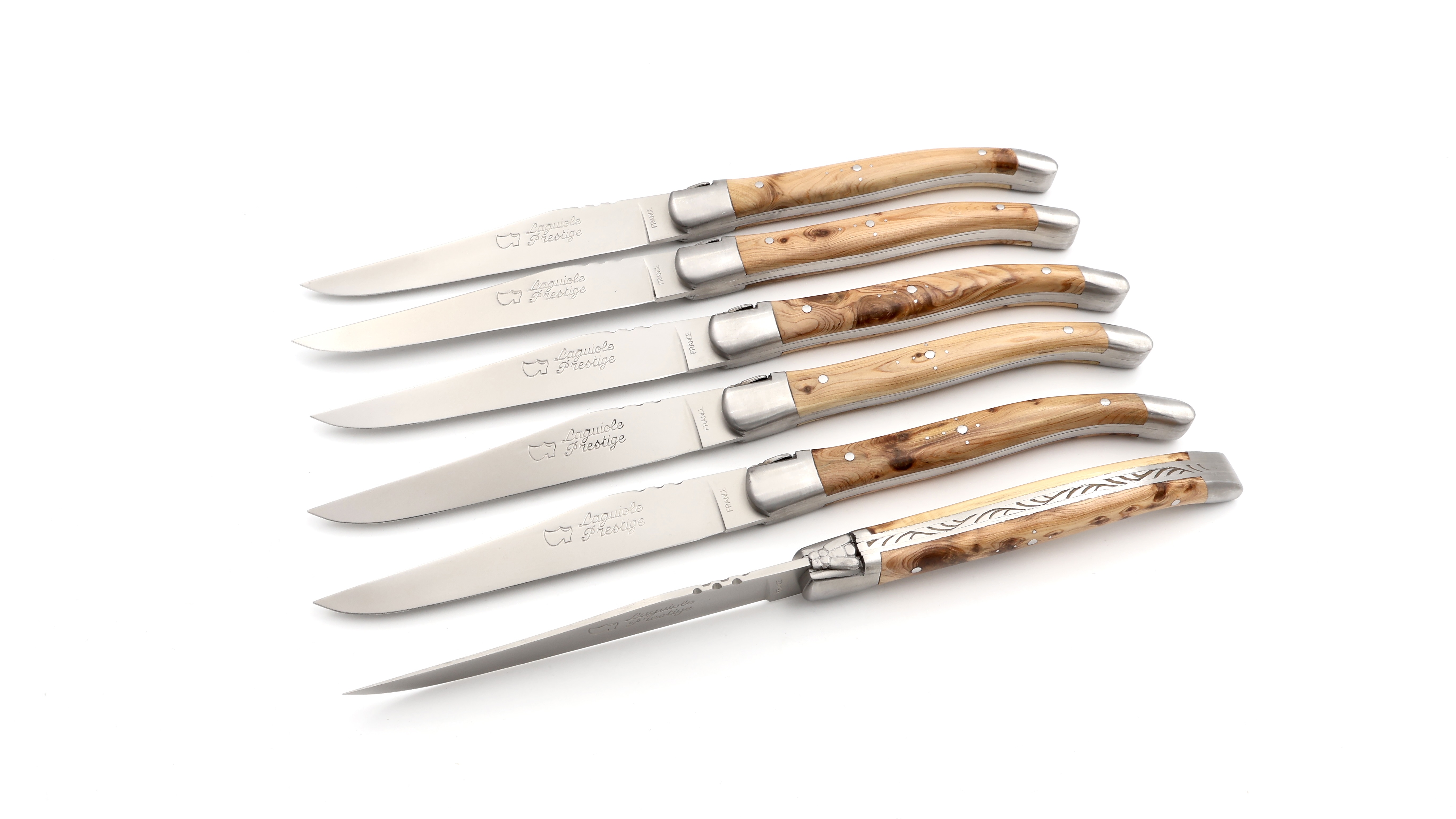 AU SABOT Laguiole Prestige Steakmesser Wacholder Set 6-teilig 