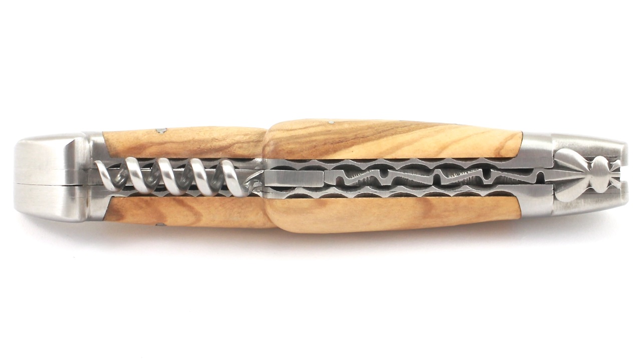 OLive-DP-Kork-14C28-5 Honoré Durand Laguiole Doppelplatine Olive Korkenzieher 12 cm