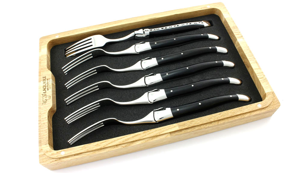 Laguiole en Aubrac Ebenholz Laguiole Steakgabel Set