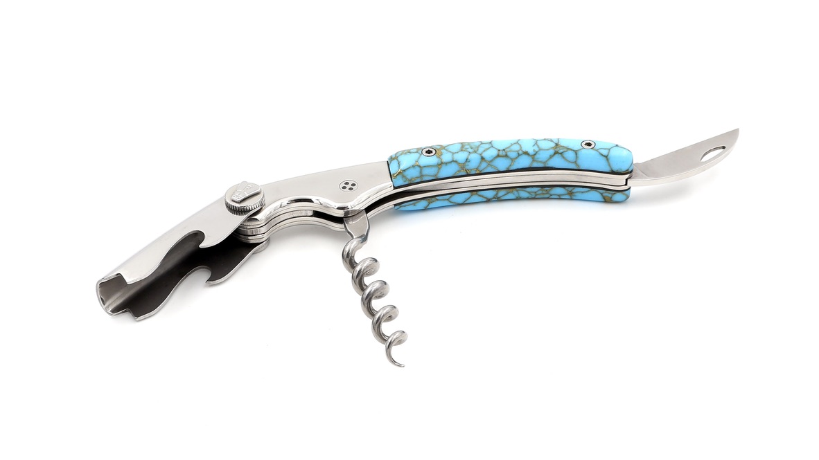 Claude DOZORME CLOS Laguiole sommelier knife turquois stone 