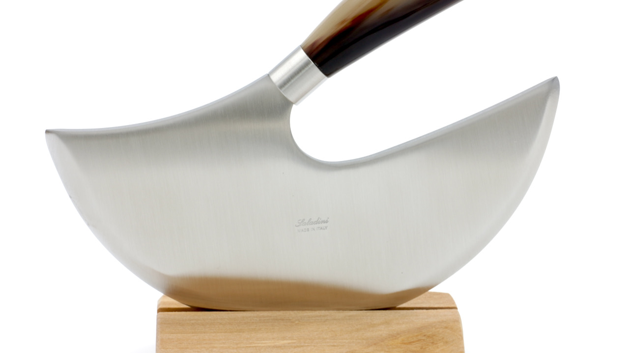 Saladini Sellaio chopper knife with stand horn tip