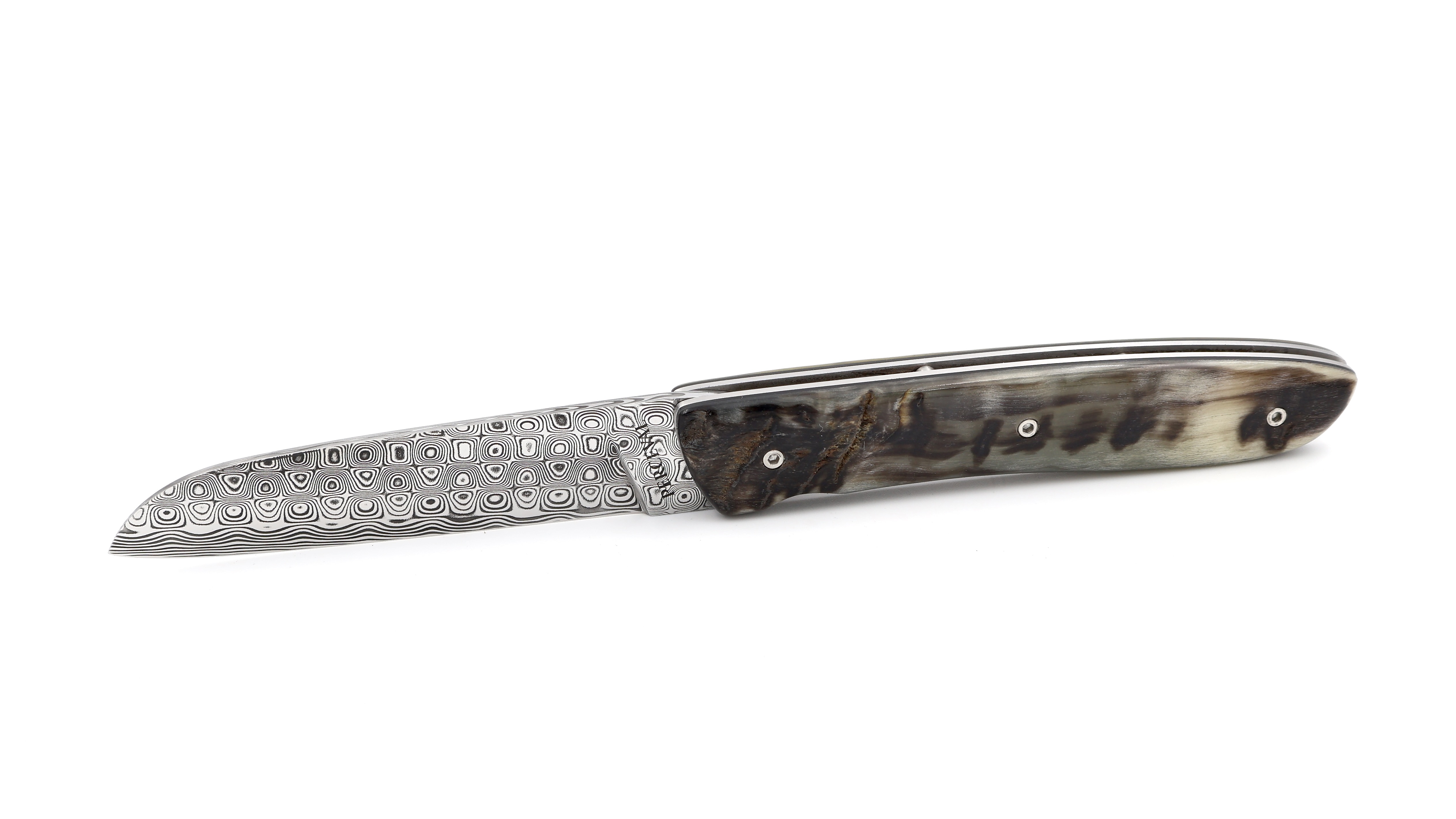 PERCEVAL L08 damascus Ram horn dark