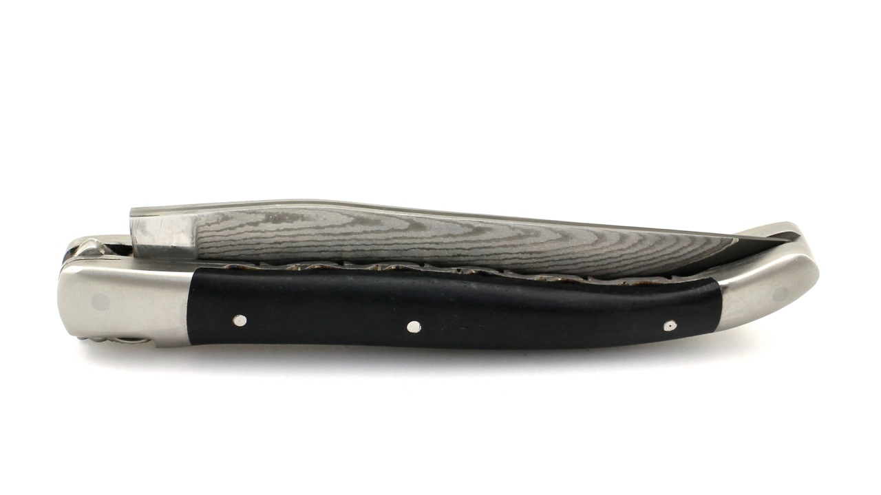 Jap-Damast-EBI-DP-3 Laguiole en Aubrac jap. Damastklinge Ebenholz matt Doppelplatine 12 cm