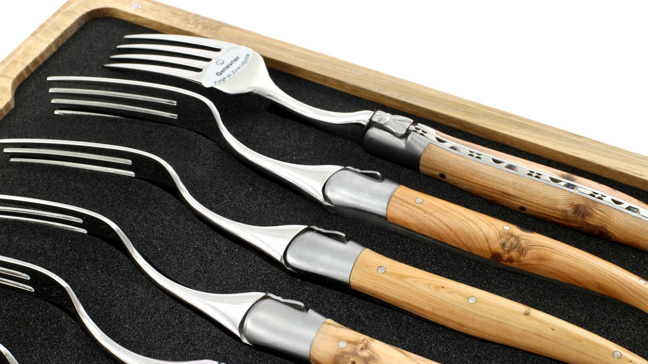 Laguiole en Aubrac Wacholder Laguiole Steakgabel Set