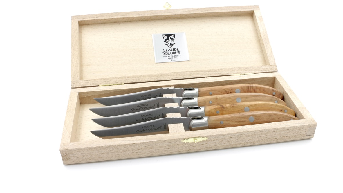 Claude DOZORME Laguiole Steakmesser Set 4-tlg. Wacholder matt