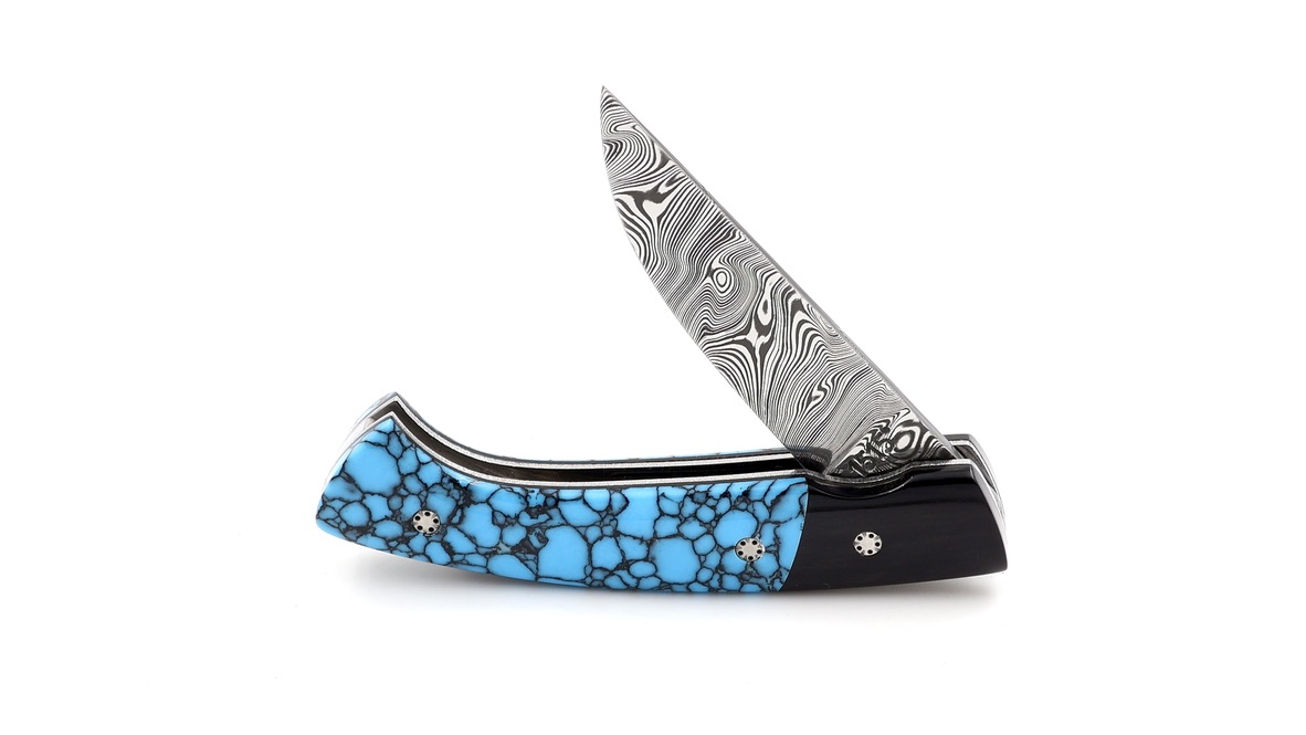 Manu LAPLACE 1515 PETIT Amèrindien Türkis Damastklinge