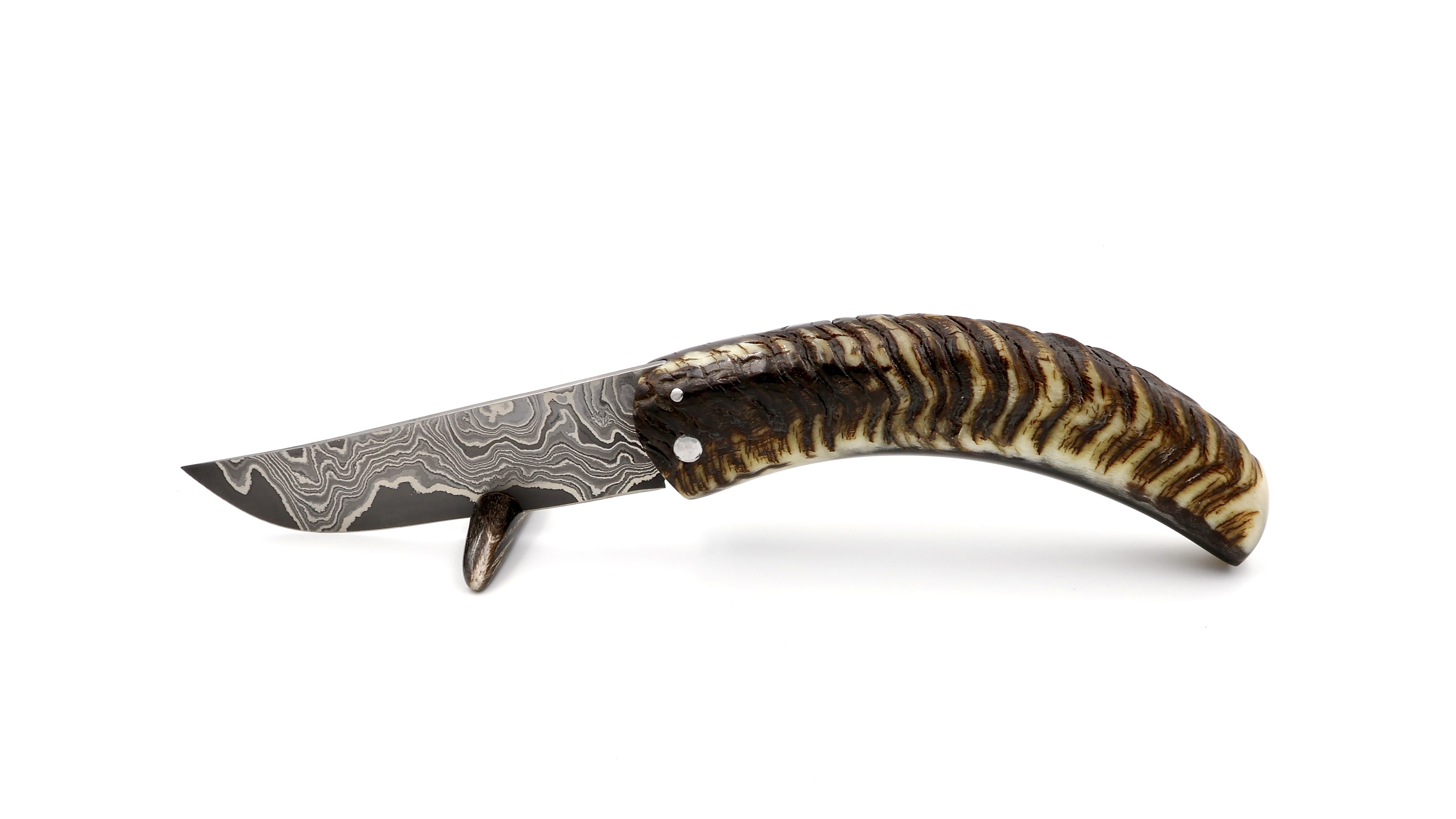 Coutellerie du Lotus Cornicciolu Widderhorn wilder Damast  Coutellerie du Lotus Cornicciolu Widderhorn wilder Damast