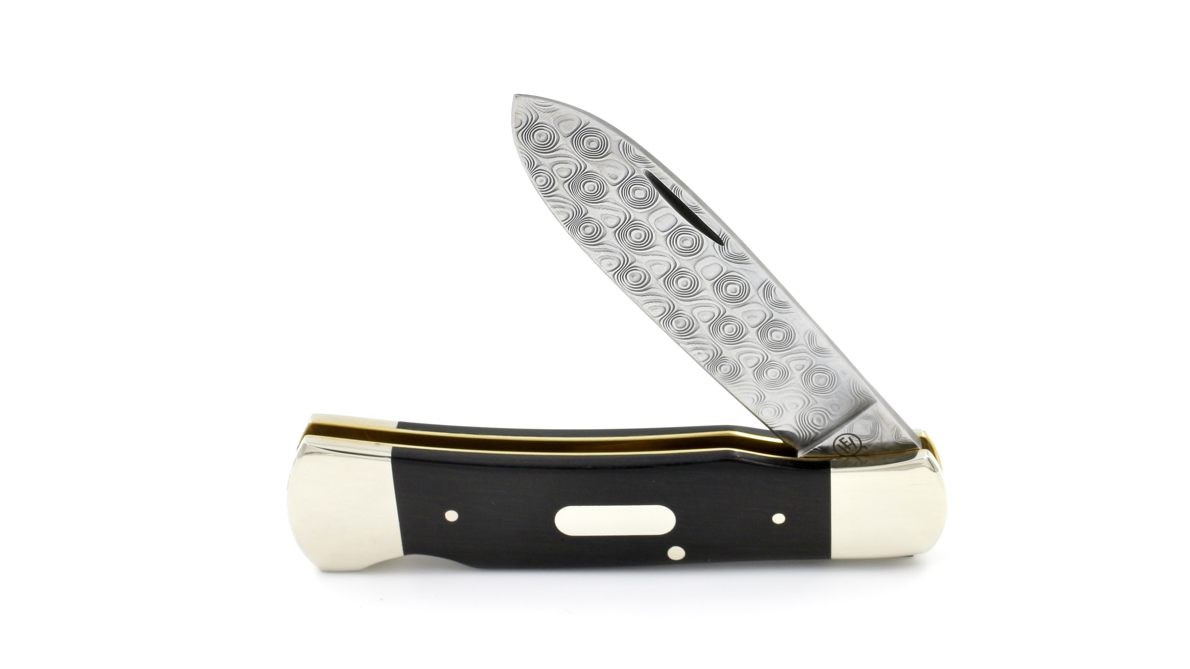 Hartkopf pocketknife ebony with damascus blade backlock