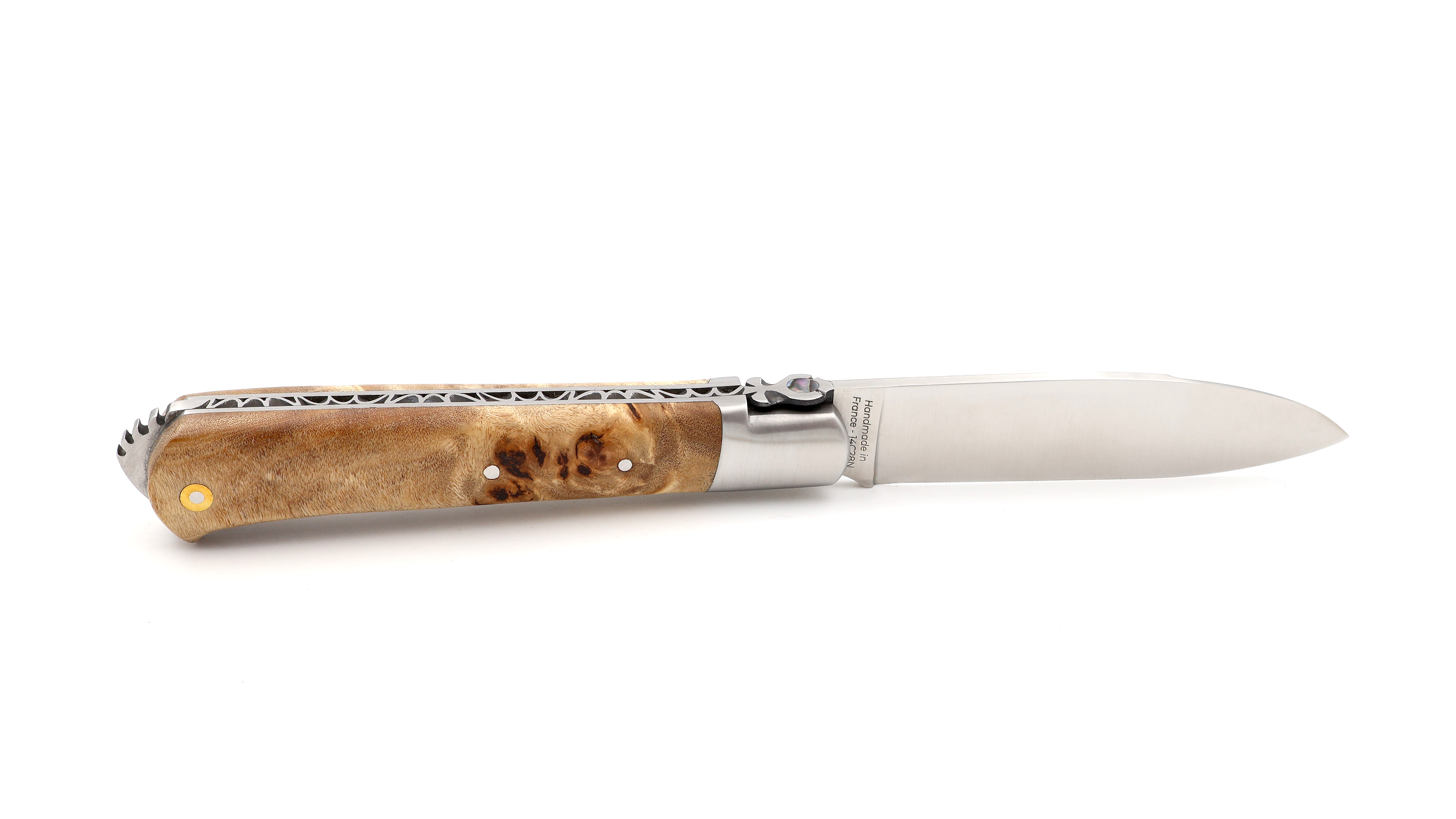 Fontenille Pataud 5 Coqs knife poplar burlwood