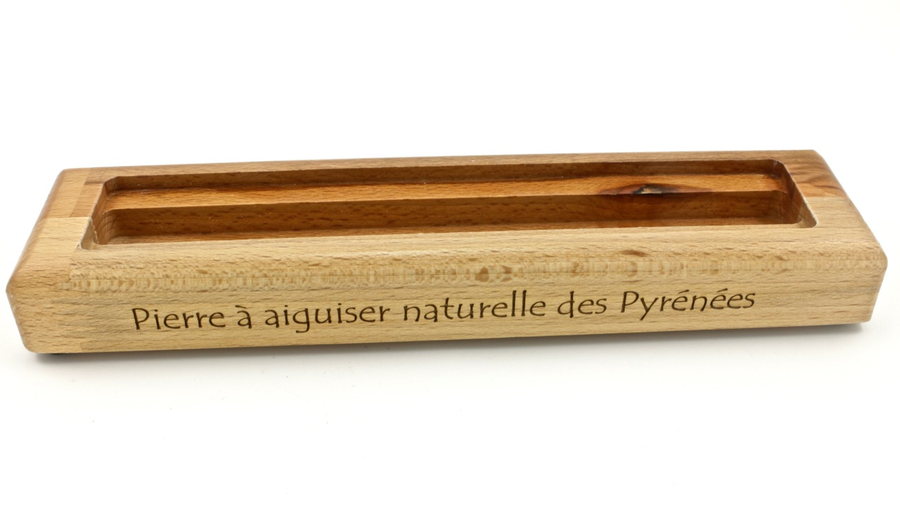 Pierre à aiguiser des Pyrenées Rutschfester Holzsockel passend für Schleifsteine 200 x 35 mm