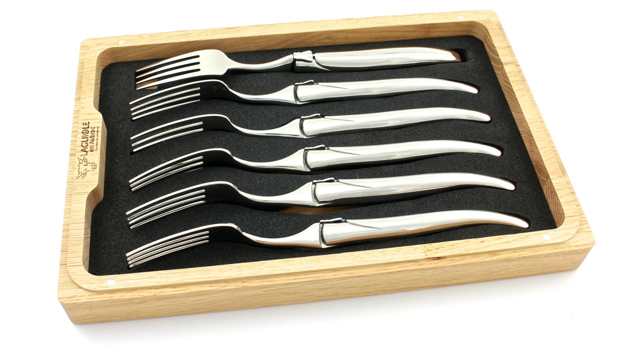 Laguiole en Aubrac Edelstahl poliert Laguiole Steakgabel Set 6-teilig