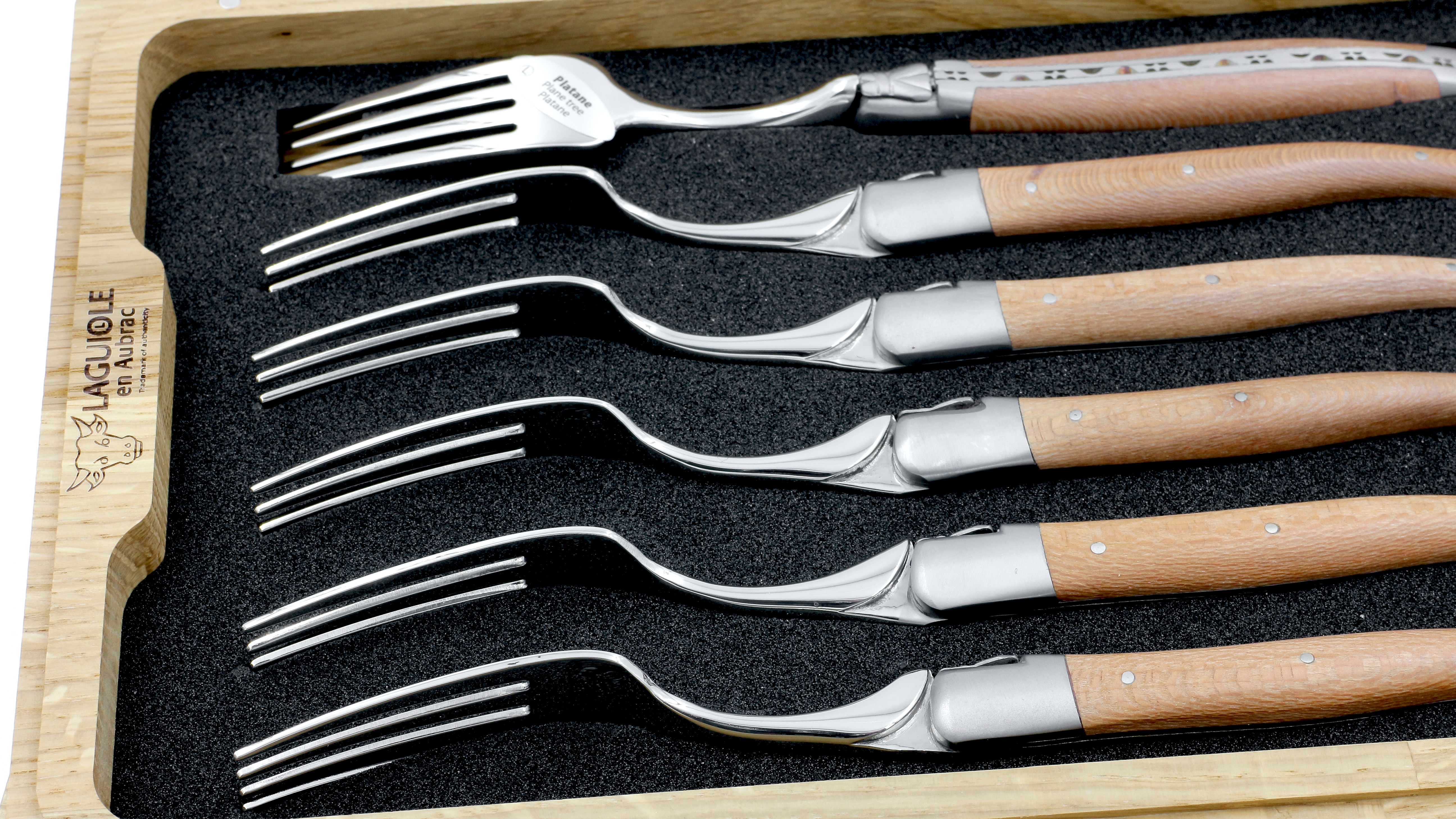 Laguiole en Aubrac Platane Laguiole Steakgabel Set