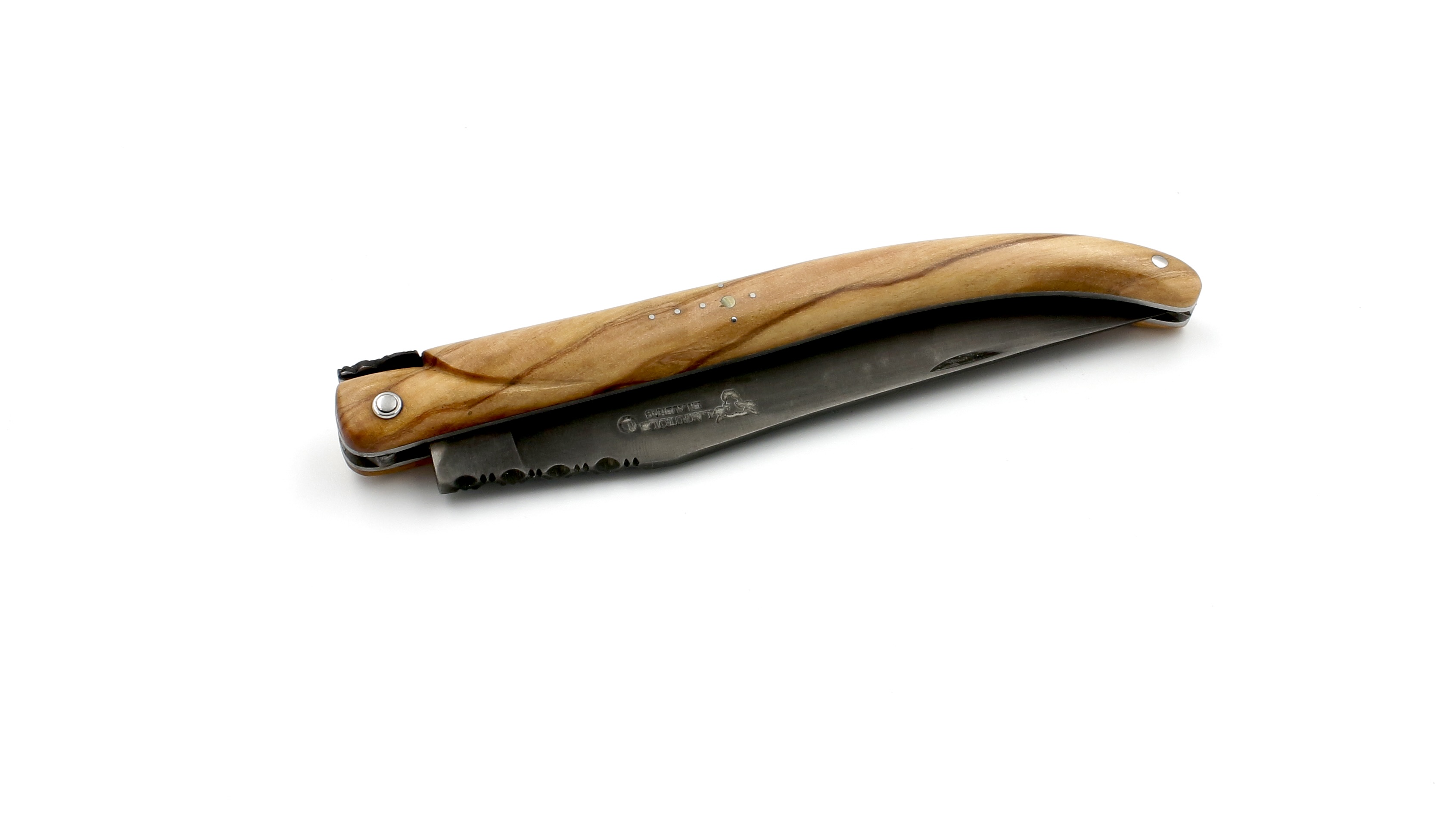 Laguiole en Aubrac 14 cm Olive Carbonklinge antik