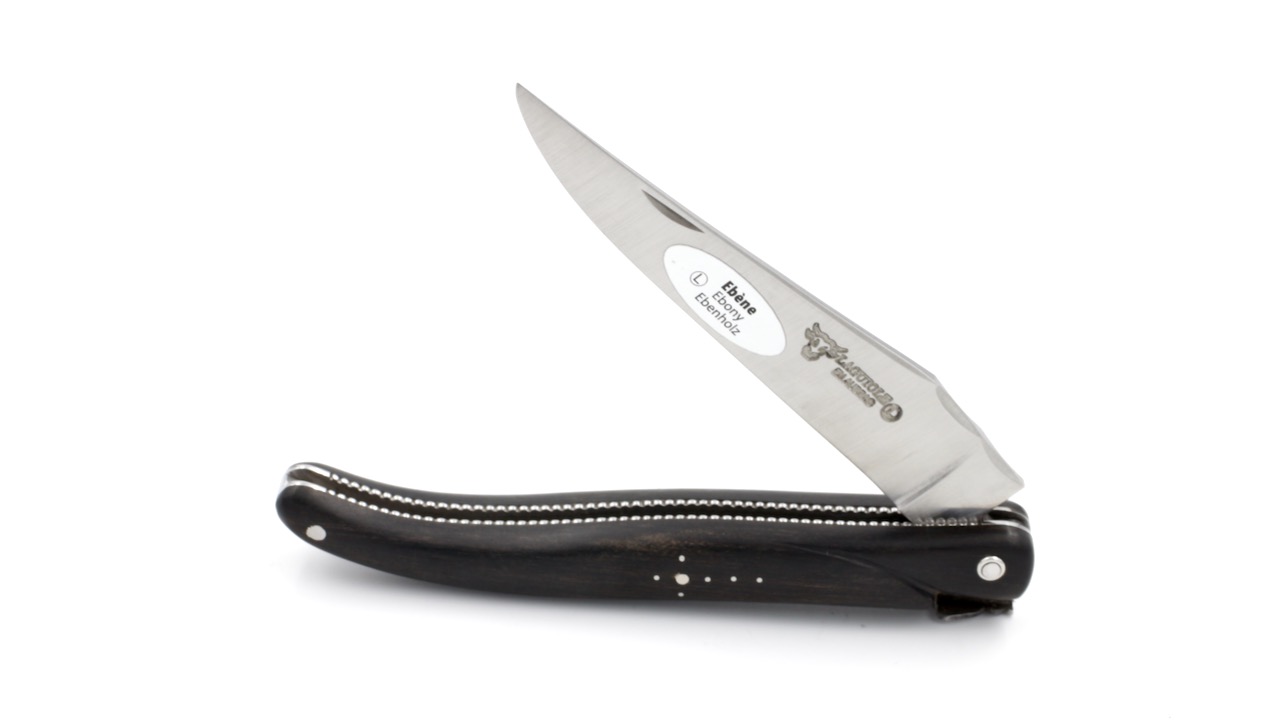 Laguiole en Aubrac Modell Perle Ebenholz guillochiert massiver Griff 12 cm