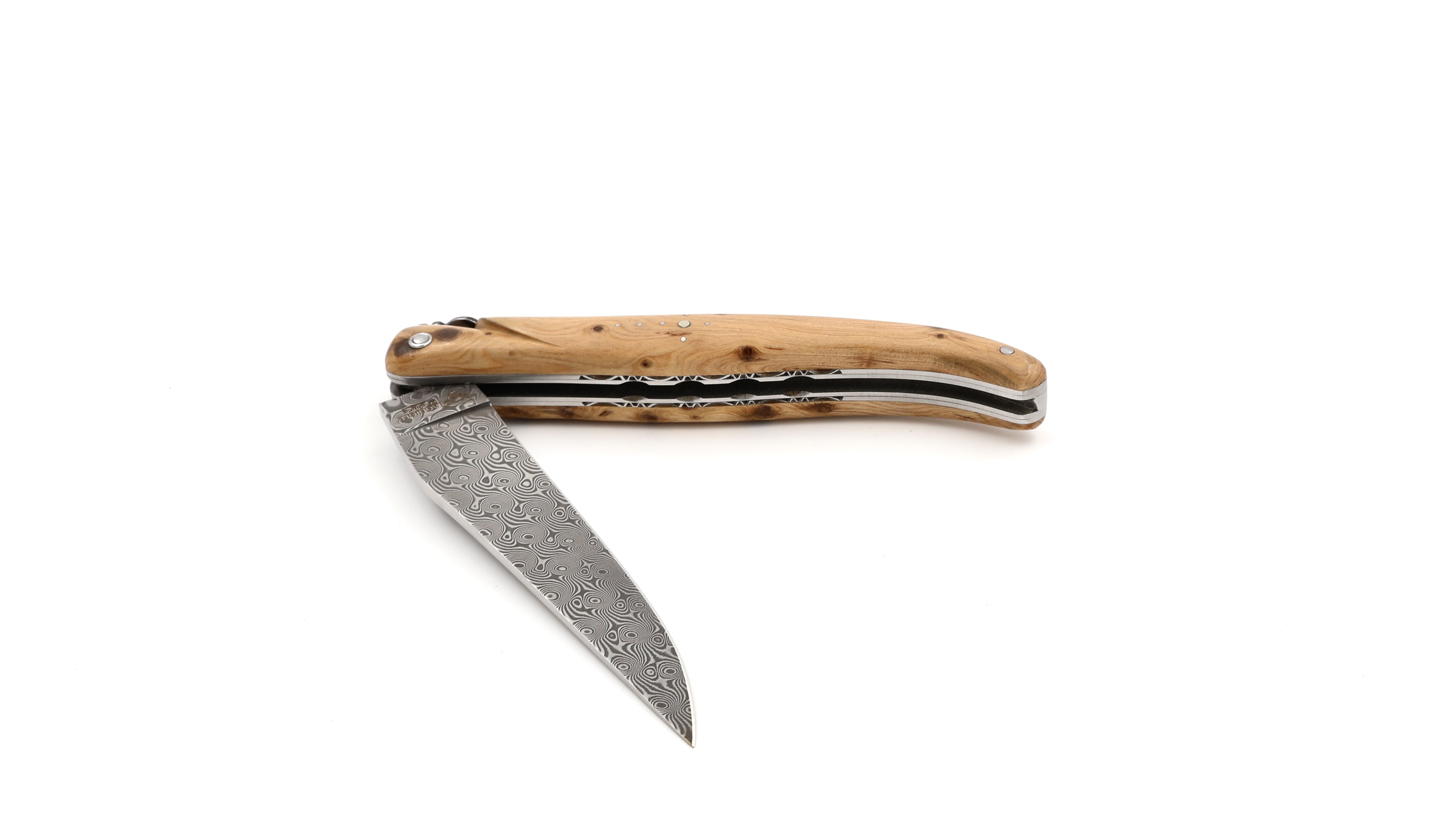 Laguiole en Aubrac DSC®  damascus,  juniper full handle with double plates 12 cm