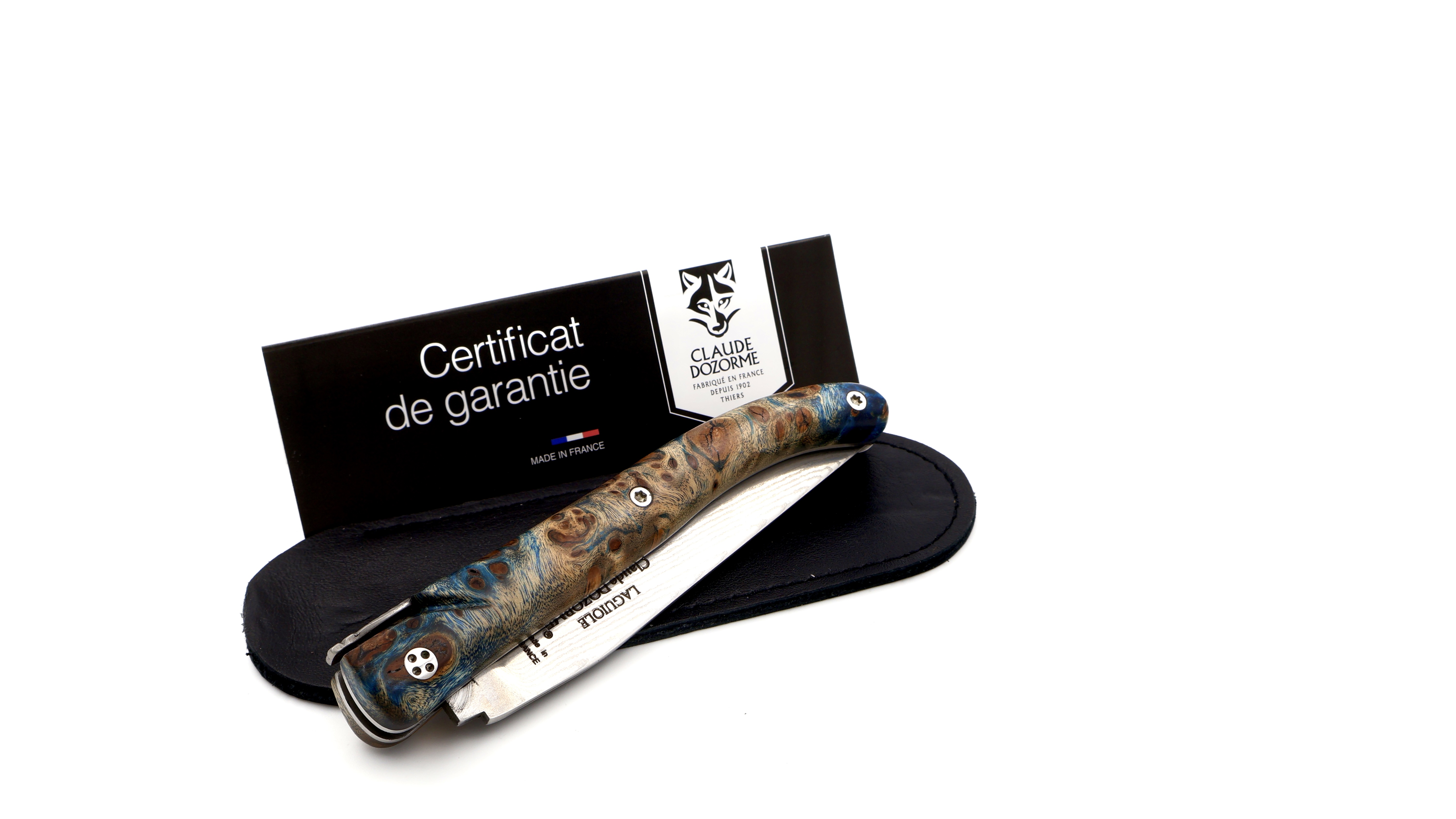 Claude DOZORME Laguiole Messer L'Atelier Ahornwurzel 12 cm VG10 Damastklinge  