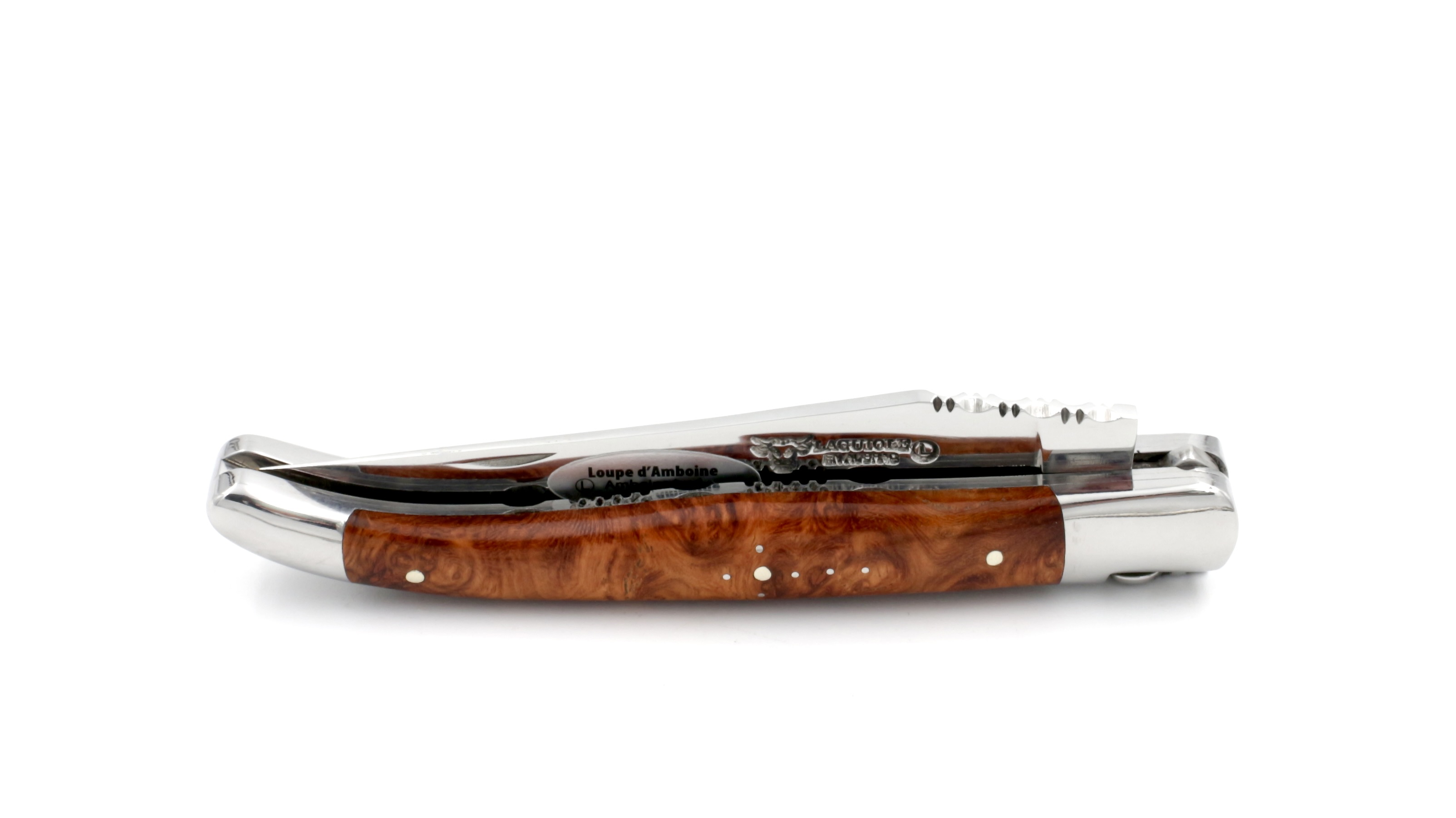 4D7FA803-8928-4F64-9C0E-17151143F7B9_1_201_a Laguiole en Aubrac Amboina Wurzelholz poliert Doppelplatine 12 cm
