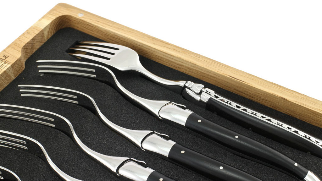 Laguiole en Aubrac Ebenholz Laguiole Steakgabel Set