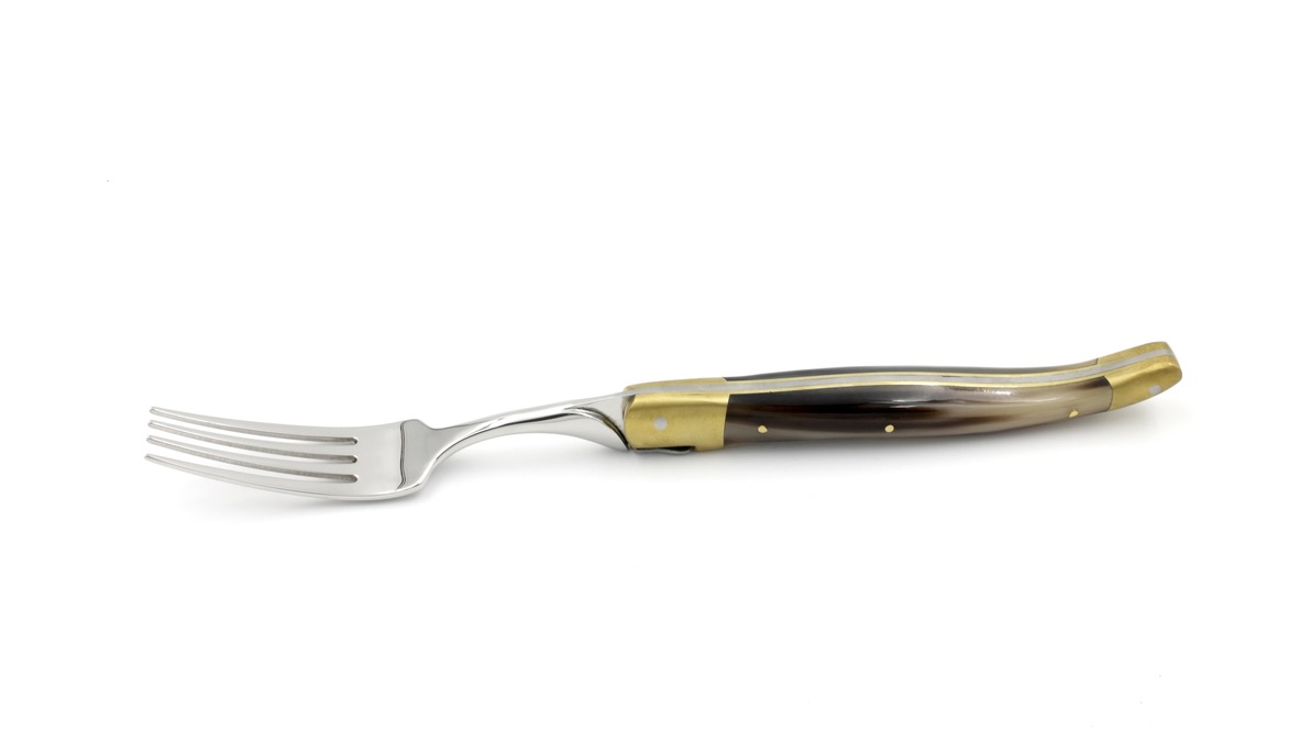 A0F18D02-6FC2-4719-BDD3-66D47317E9B8_1_105_c Laguiole en Aubrac – 4-teiliges Besteckset aus geflammter Hornspitze (2 Messer, 2 Gabeln)