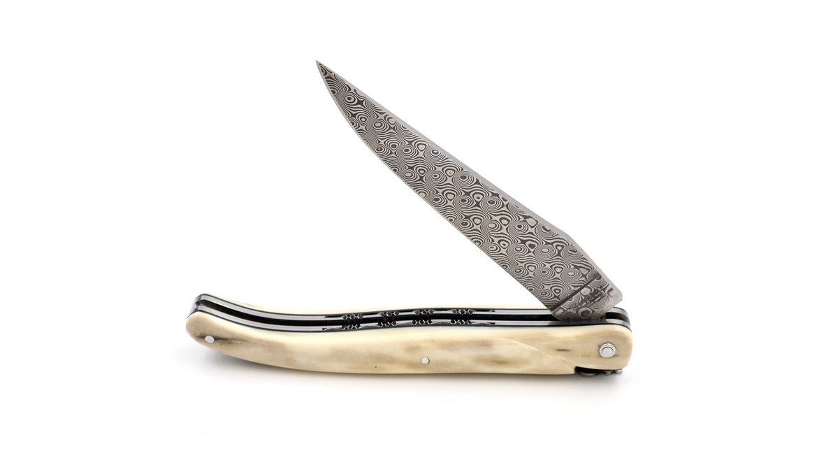 Laguiole en Aubrac DSC® Rosendamast Mammutelfenbein Kruste massiv Doppelplatinen 12 cm  