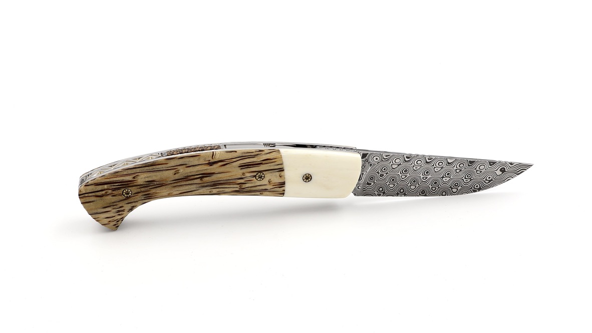 MANU LAPLACE 1515 ZULU palmwood and buffalo bone damascus