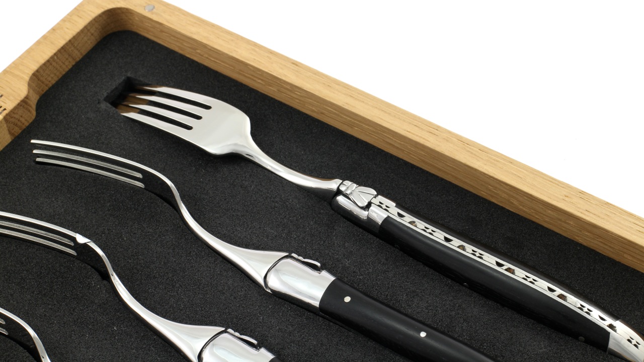 Laguiole en Aubrac Ebenholz Laguiole Steakgabel Set