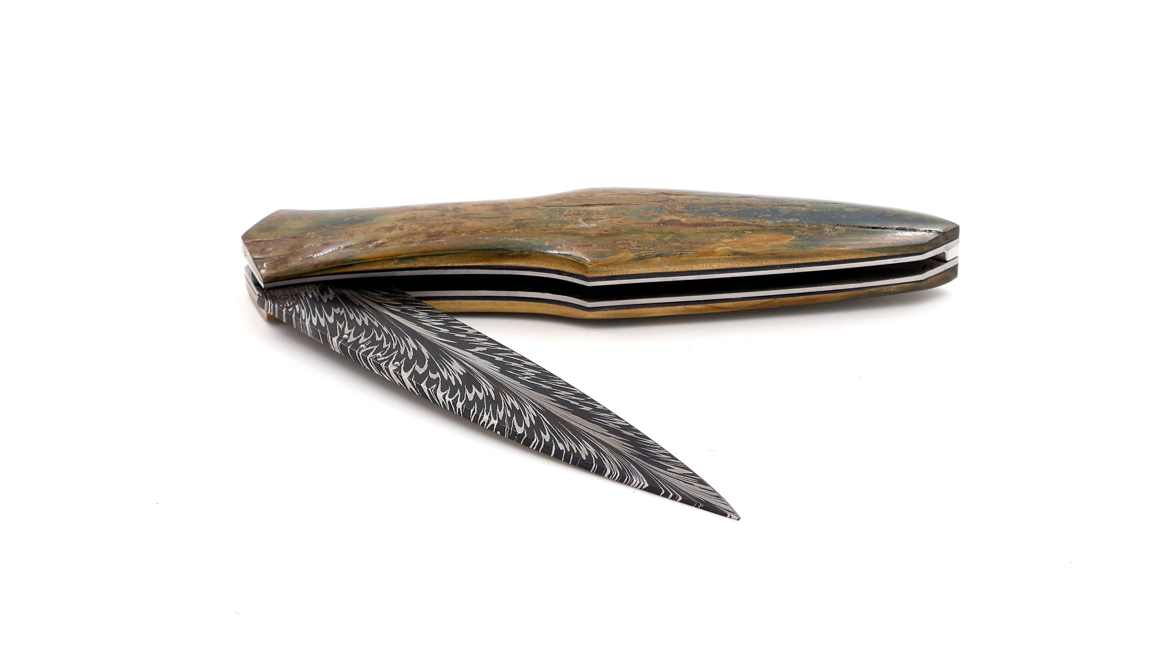 LARAUD Blades MagnaPinna Mammutelfenbein grün/blau Damastklinge