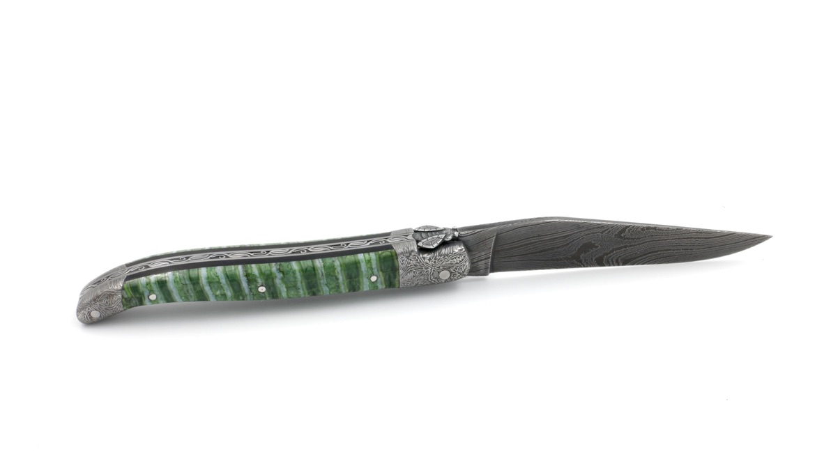 77CE25B9-1958-4998-9364-EA5BE2729446_1_105_c Honoré Durand Laguiole Meisterstück wilder Damast Damastbacken Mammutbackenzahn 12 cm