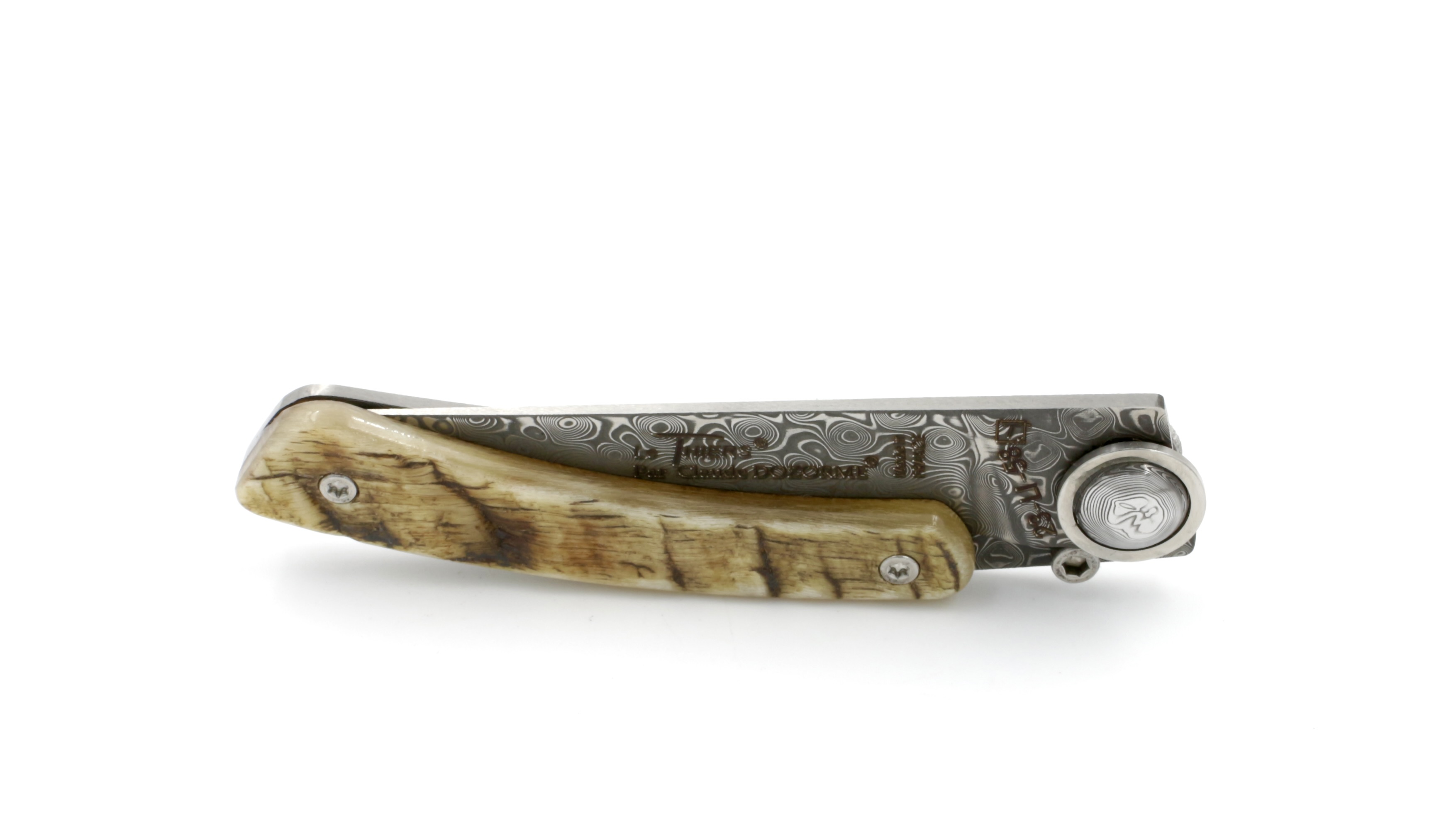 3087A712-90B1-425A-AFFB-78B6FEF32363_1_201_a Claude DOZORME Thiers Liner ram horn dark damascus blade