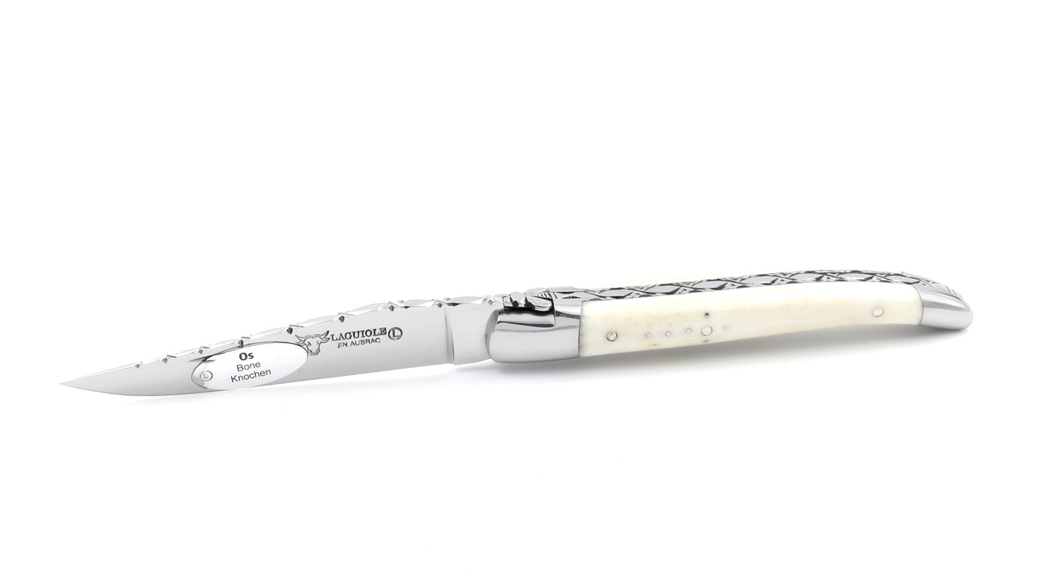 79ABF321-FFD7-48F2-8231-736EE0A4C04C_1_105_c Laguiole en Aubrac Knochen komplett guillochiert 10 cm