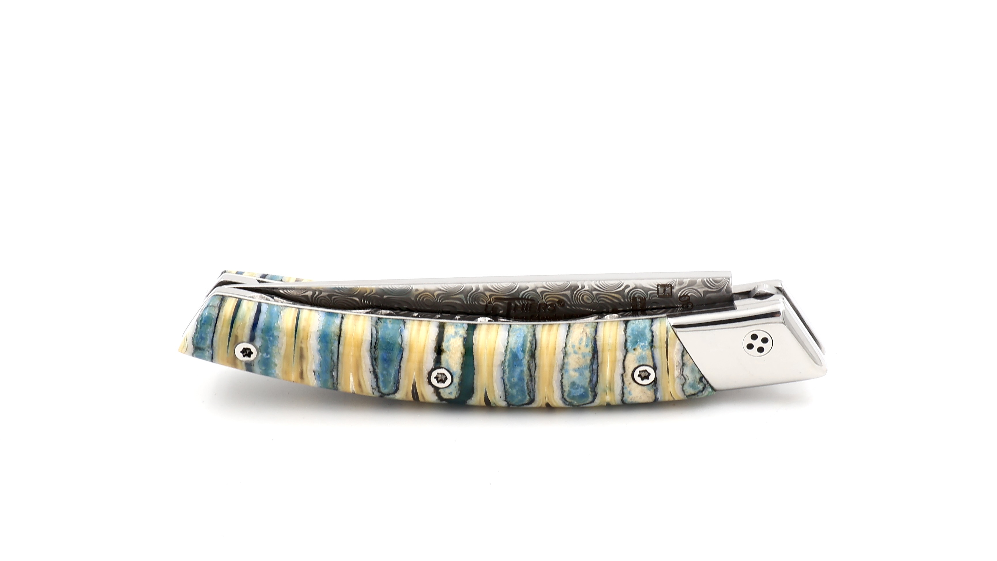 Claude DOZORME Thiers RLT mammoth tooth blue damascus blade stainless