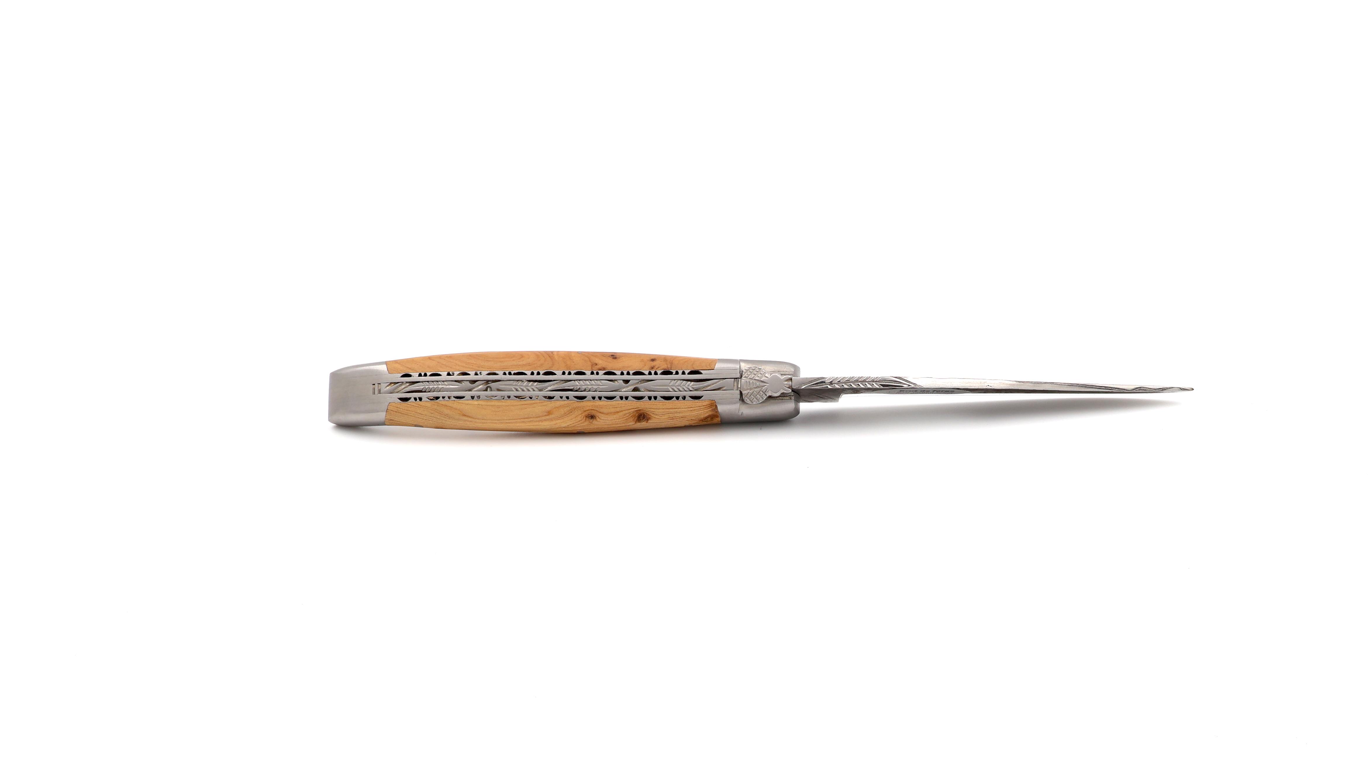 Laguiole en Aubrac Brut de Forge Wacholder Doppelplatine 12 cm