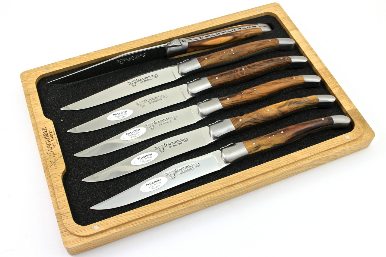 Laguiole en Aubrac Pistazie Steakmesser Set 6-teilig