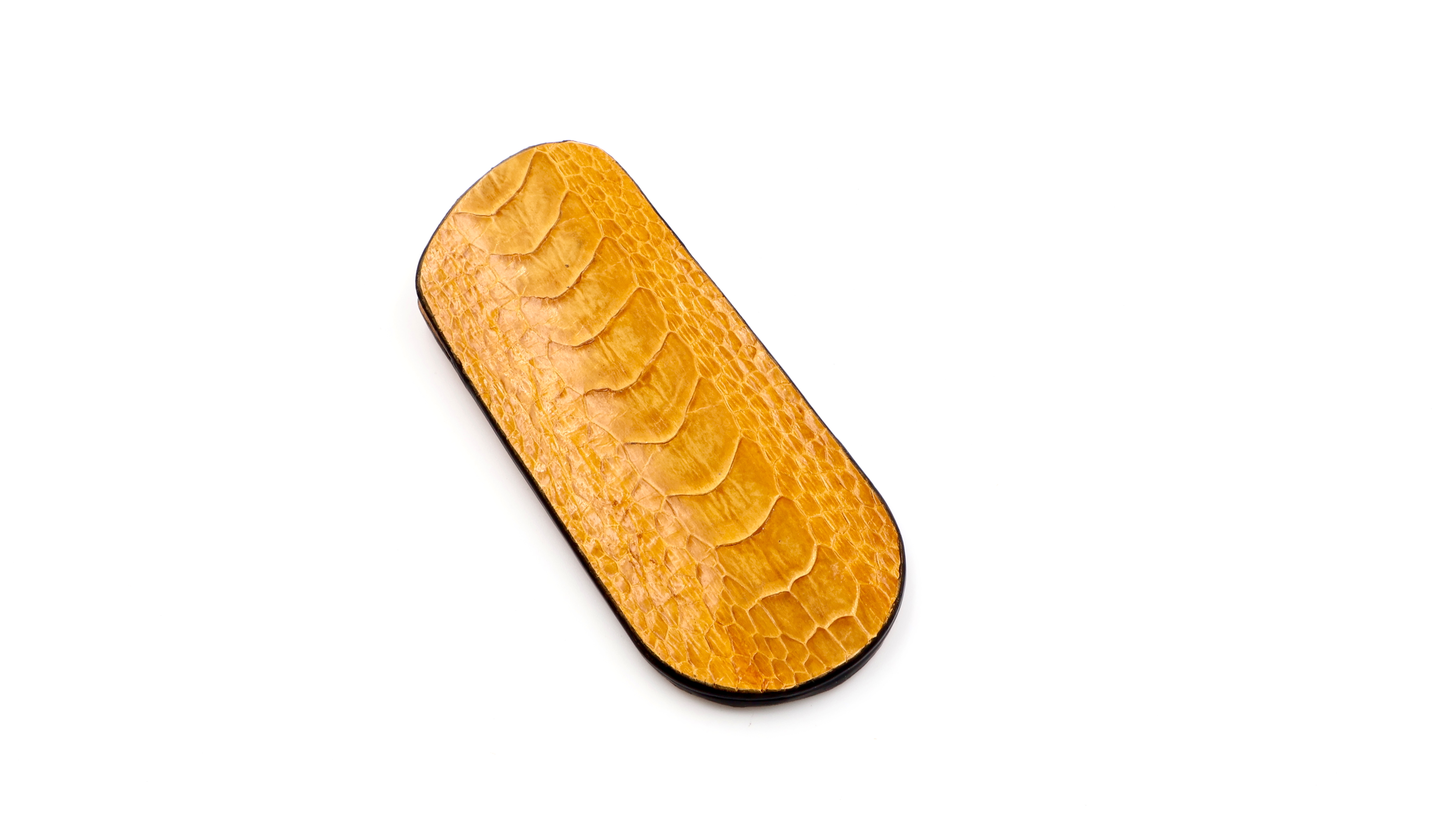 Atelier N°7 Stecketui Straussenbein Leder gelb 14 cm    Atelier N°7 Stecketui Straussenbein Leder gelb 14 cm