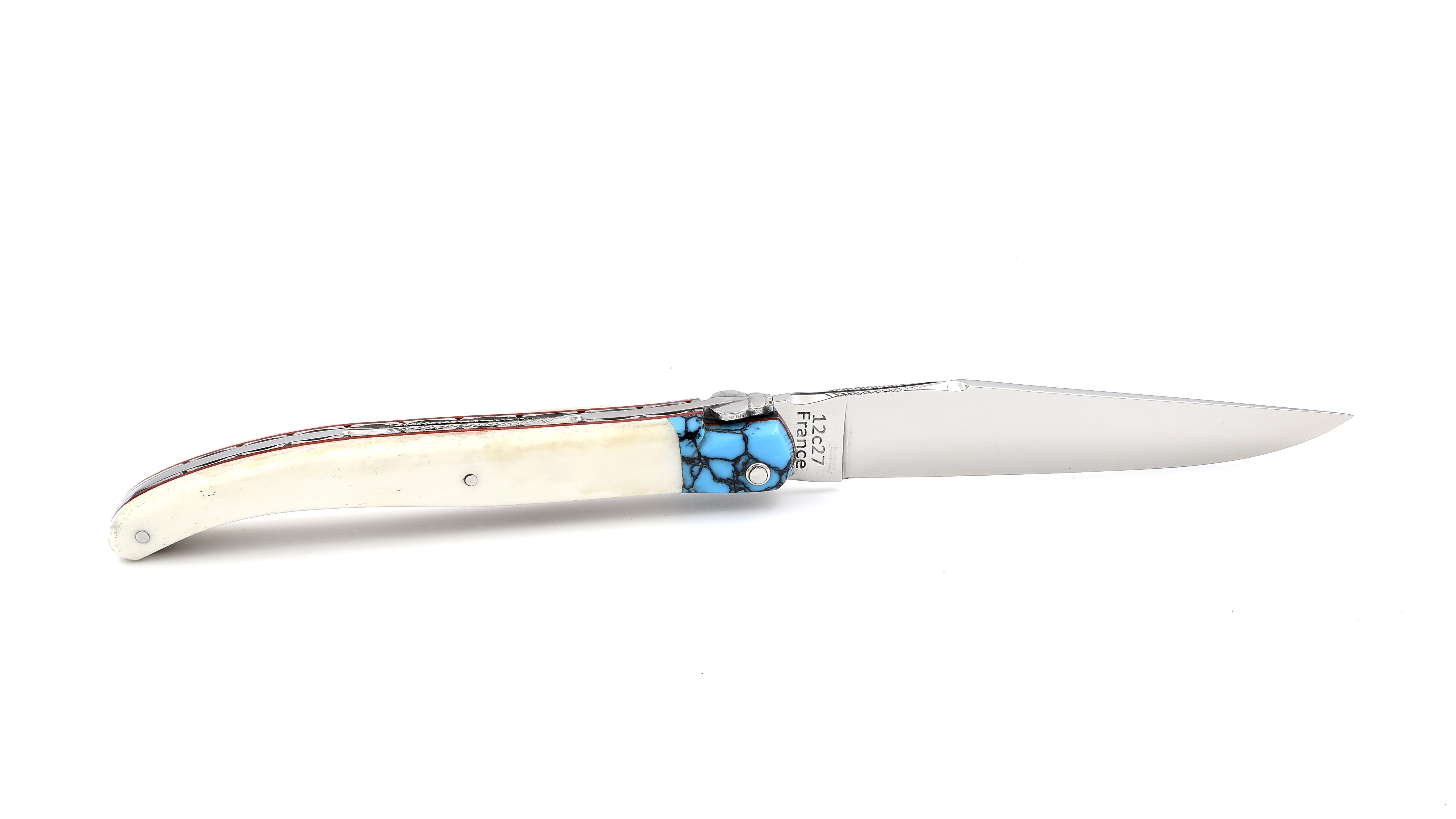 ARBALETE G. David Laguiole Knochen/Türkis poliert 12 cm